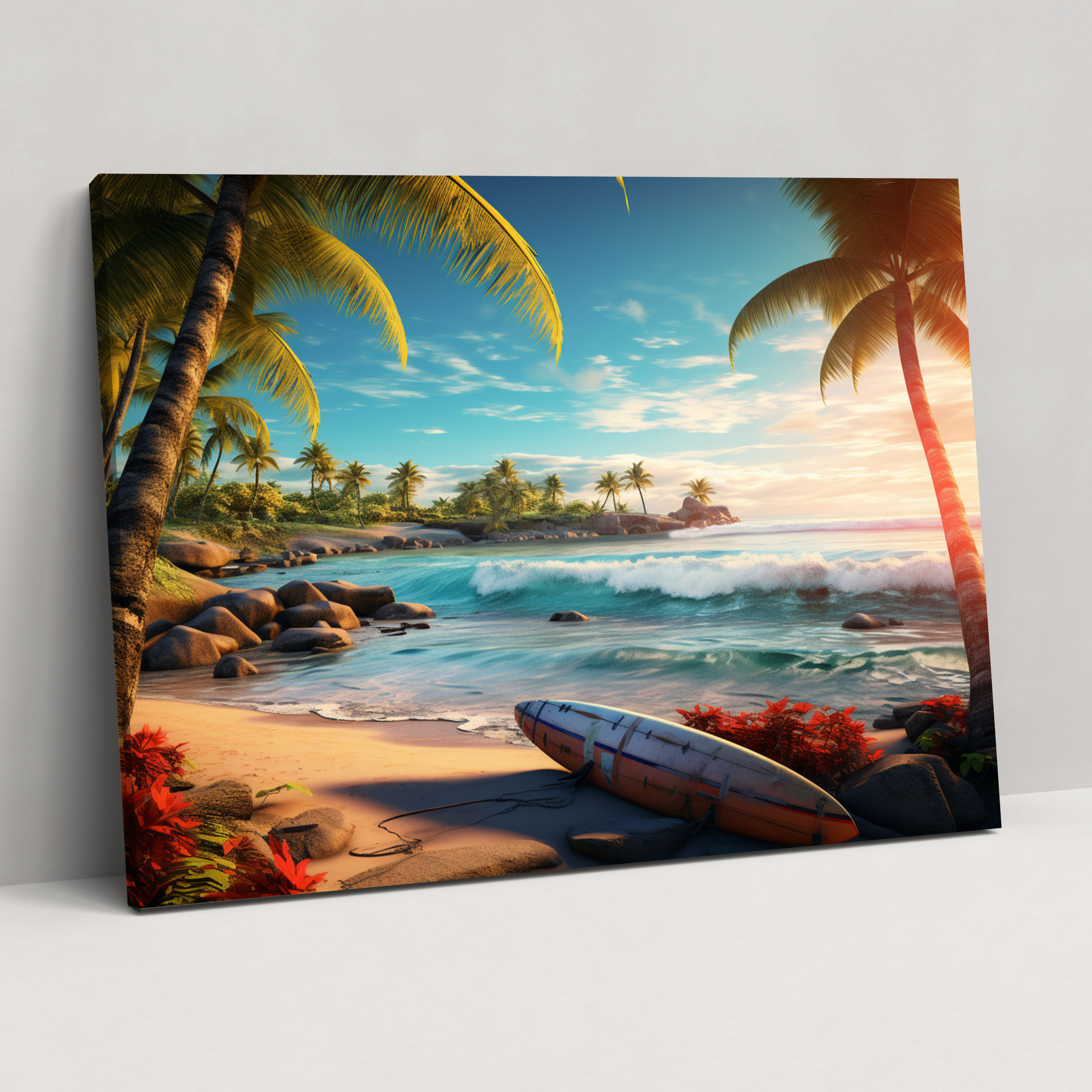 Tropical Surf Wall Art - Surf, Wall Decoration, Digital Artwork, Canvas Print