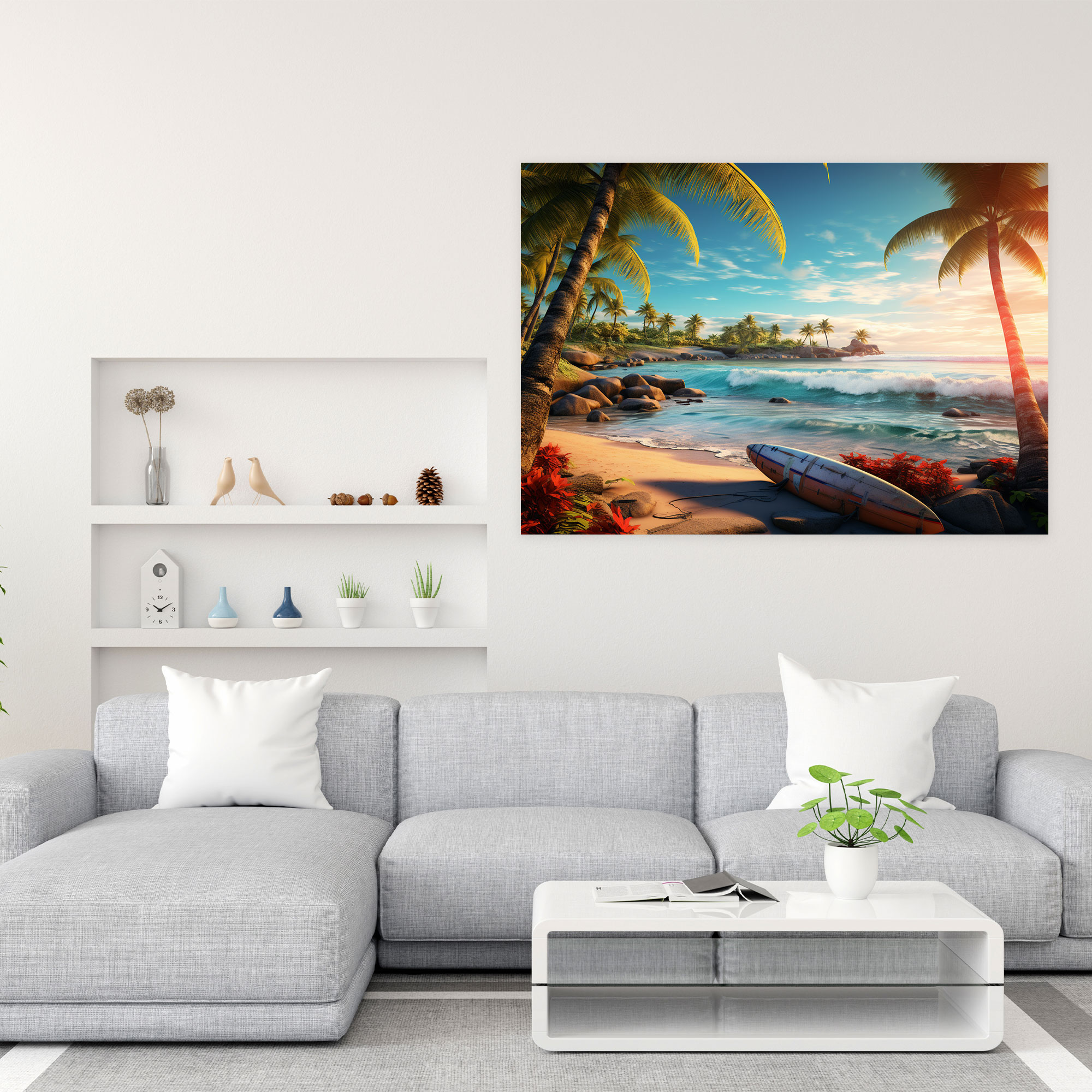 Tropical Surf Wall Art - Surf, Wall Decoration, Digital Artwork, Canvas Print
