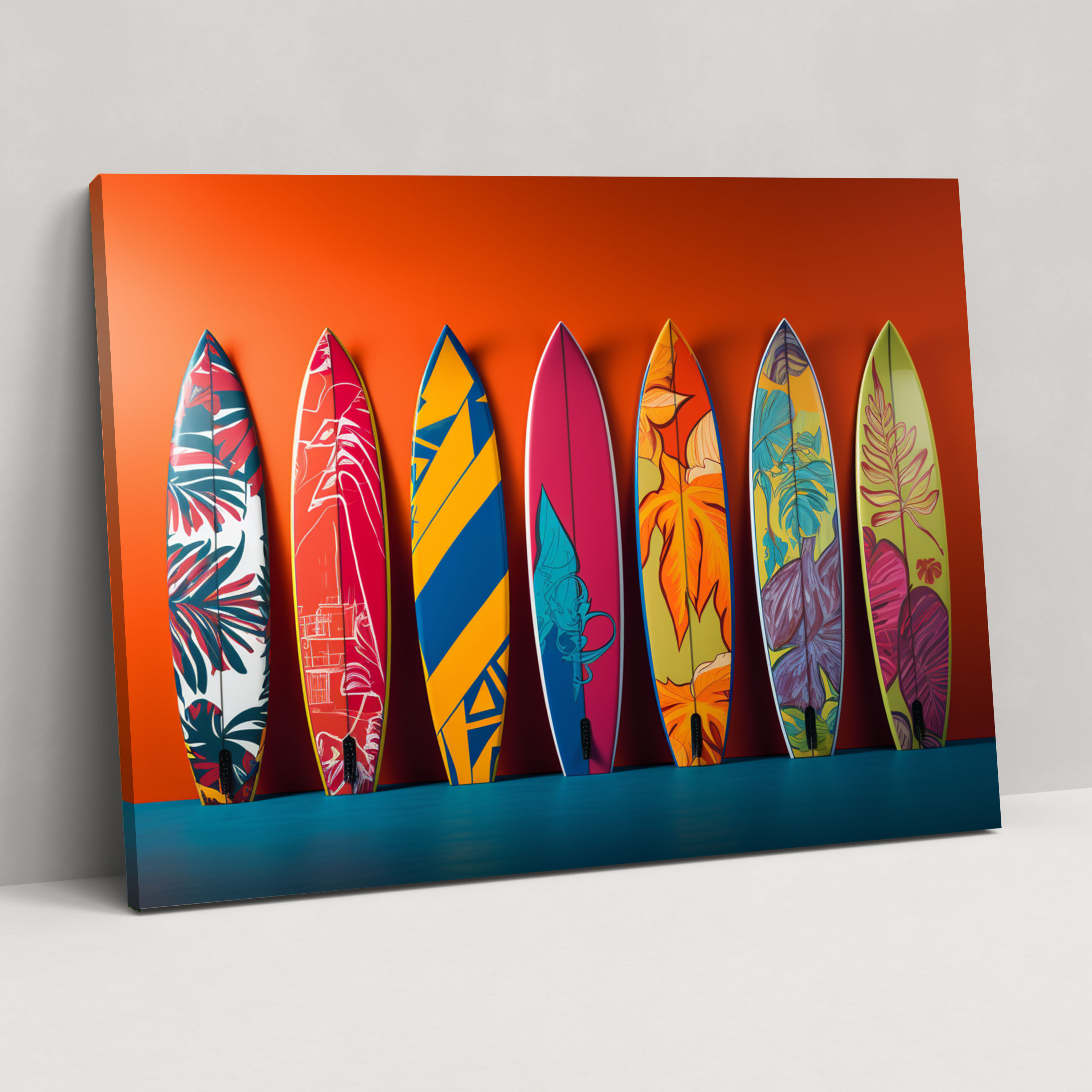 Colorful Surfboard Canvas Print - Surf, Vibrant Background, Pop Art Style, Canvas Wall Art