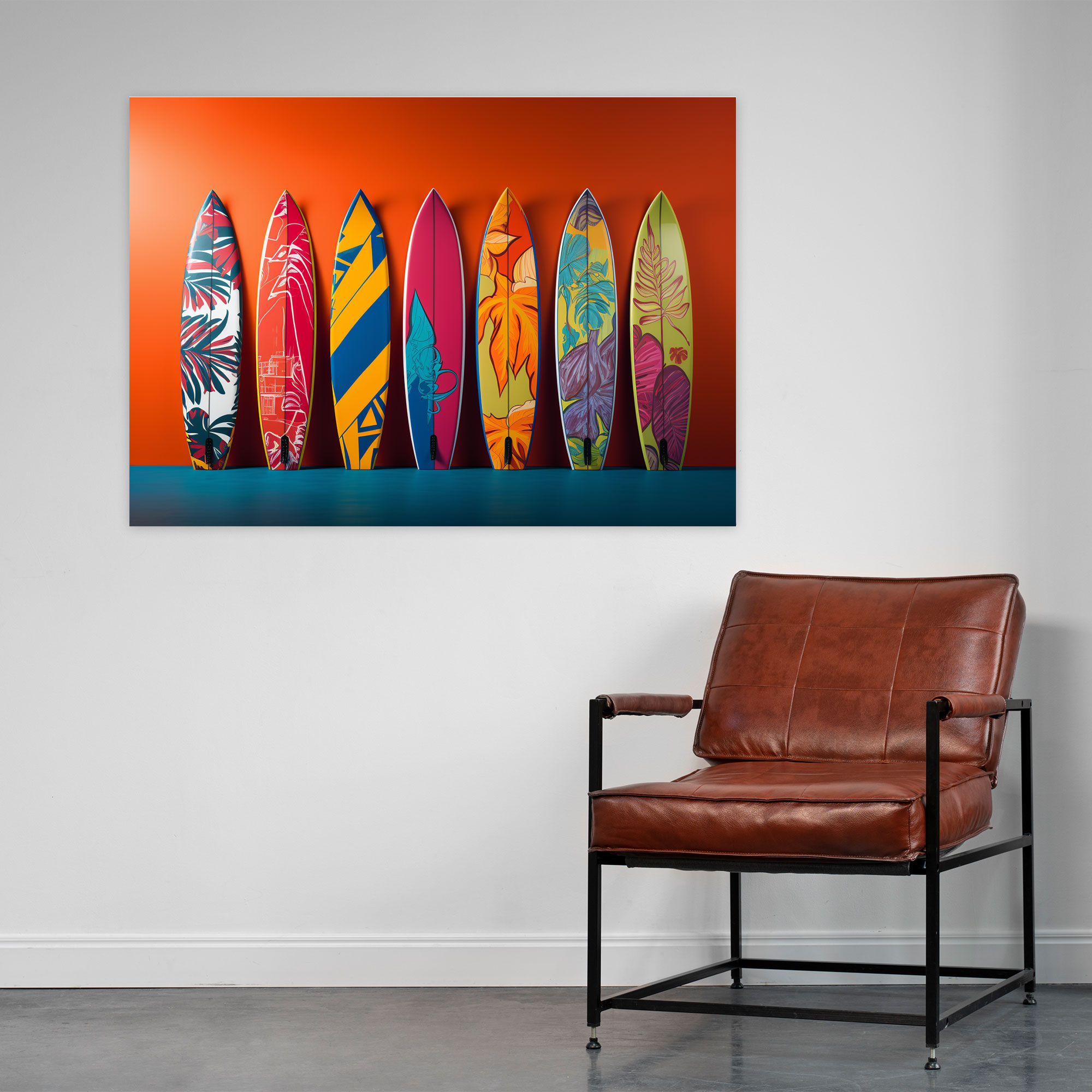 Colorful Surfboard Canvas Print - Surf, Vibrant Background, Pop Art Style, Canvas Wall Art