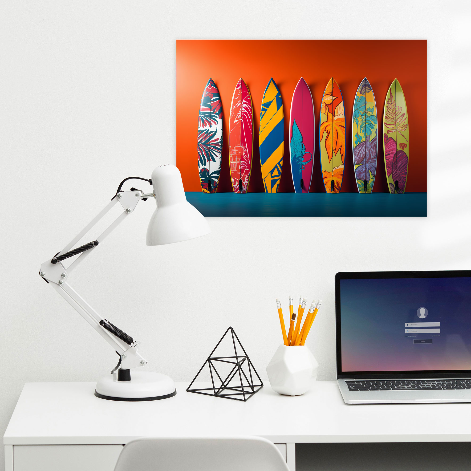 Colorful Surfboard Canvas Print - Surf, Vibrant Background, Pop Art Style, Canvas Wall Art