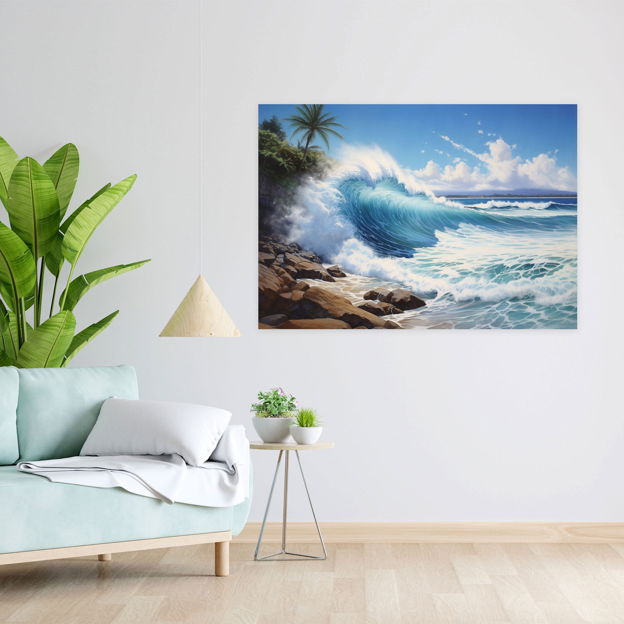 Surf Wall Art - Surf, Photorealistic Painting, Home Decoration, Waves Crashing