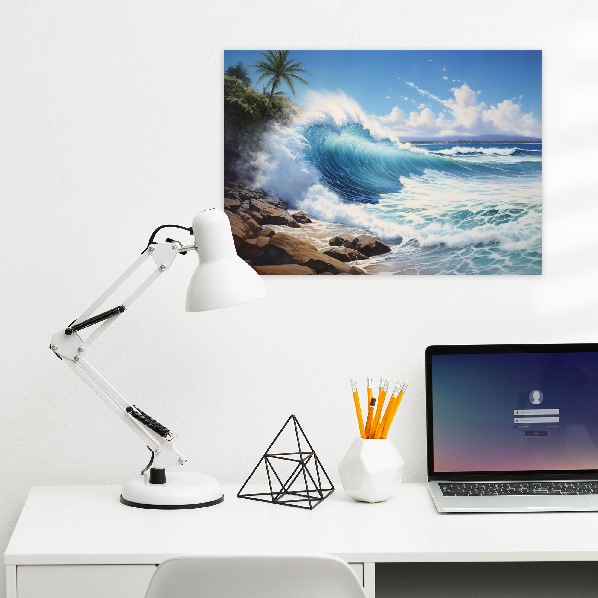Surf Wall Art - Surf, Photorealistic Painting, Home Decoration, Waves Crashing