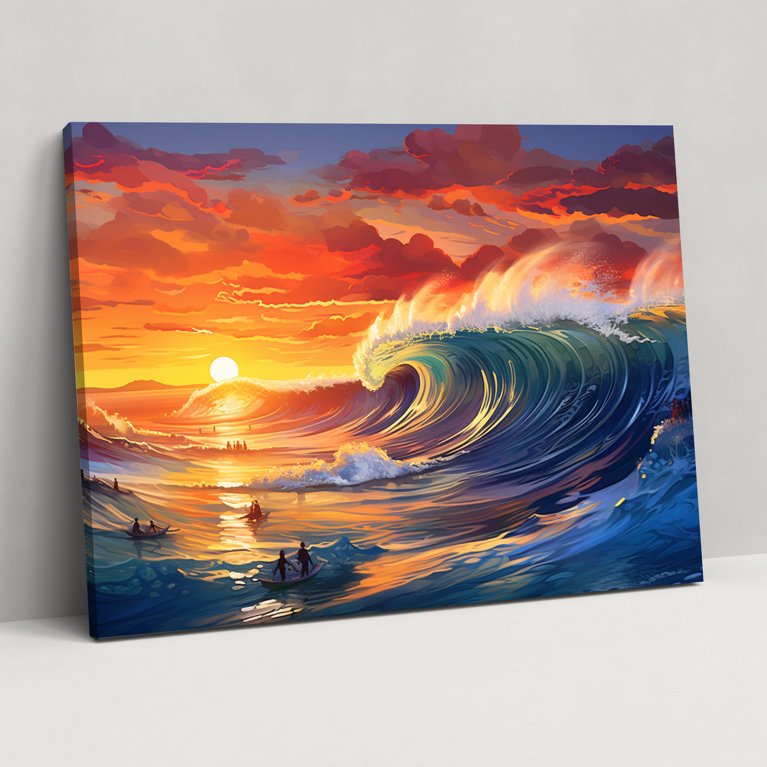 Surf Kanvas Tablo - Denizde Sörf Ev Dekorasyonu Canlı Deniz Manzarası Duvar Dekorasyonu