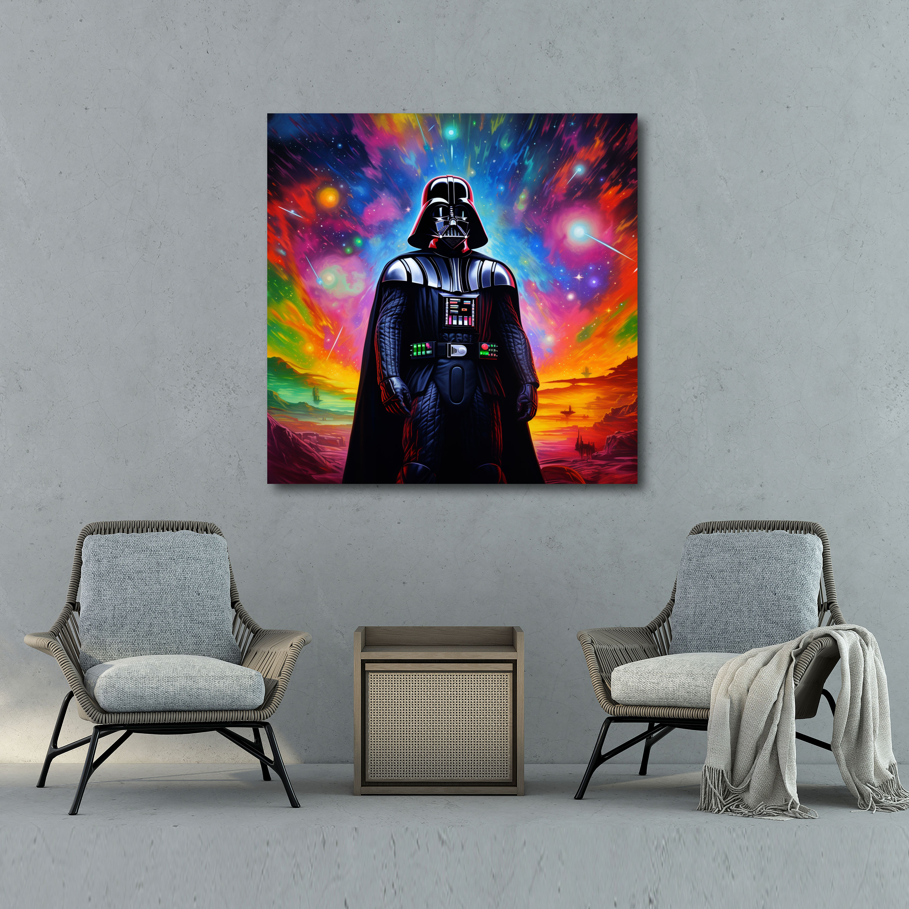 Star Wars Canvas Print - Retro Neon Darth Vader Wall Art - Star Wars, Canvas, Star Wars, Canvas Wall Art