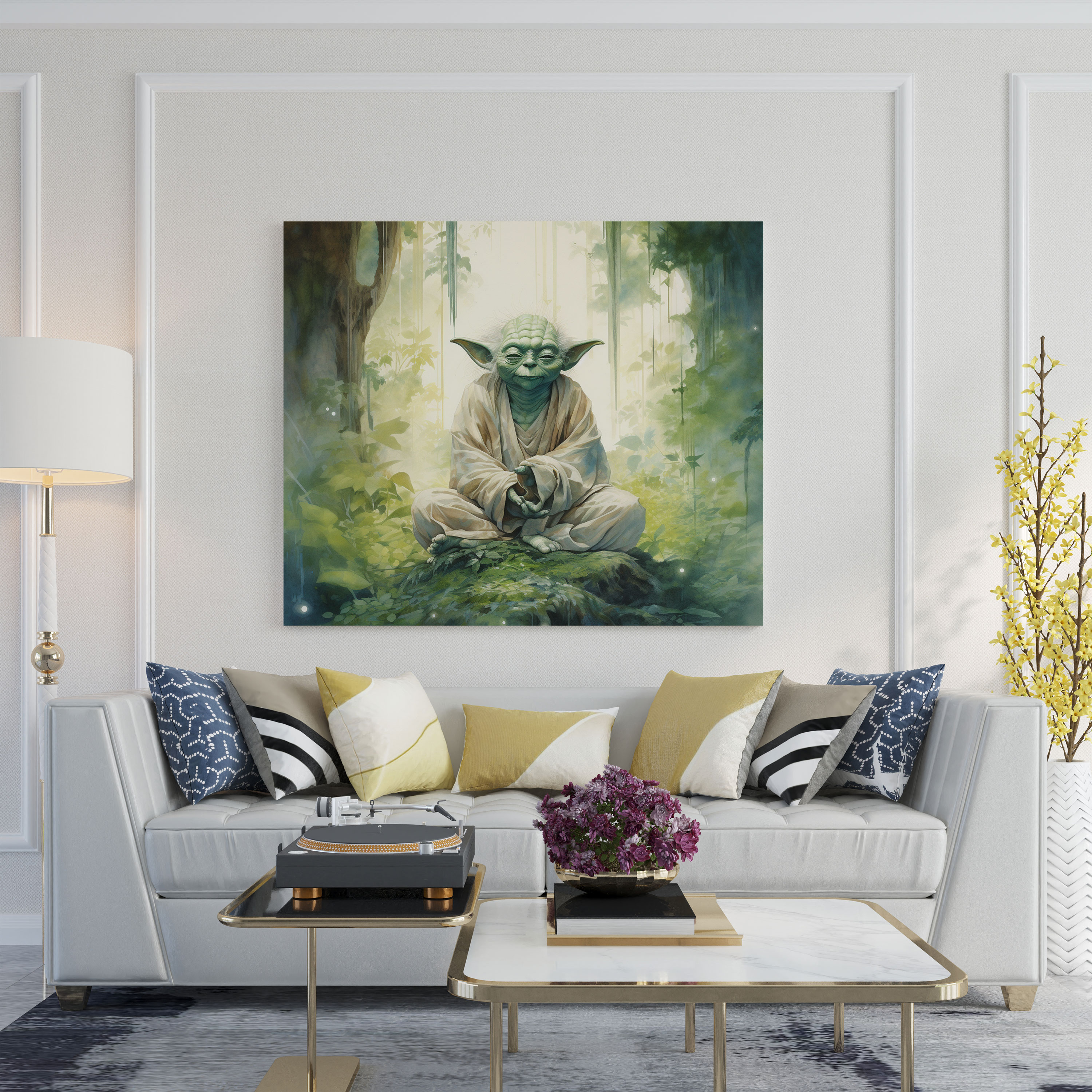 Star Wars Wall Art - Watercolor Yoda Canvas Print - Star Wars, Watercolor Painting, Star Wars, Meditation