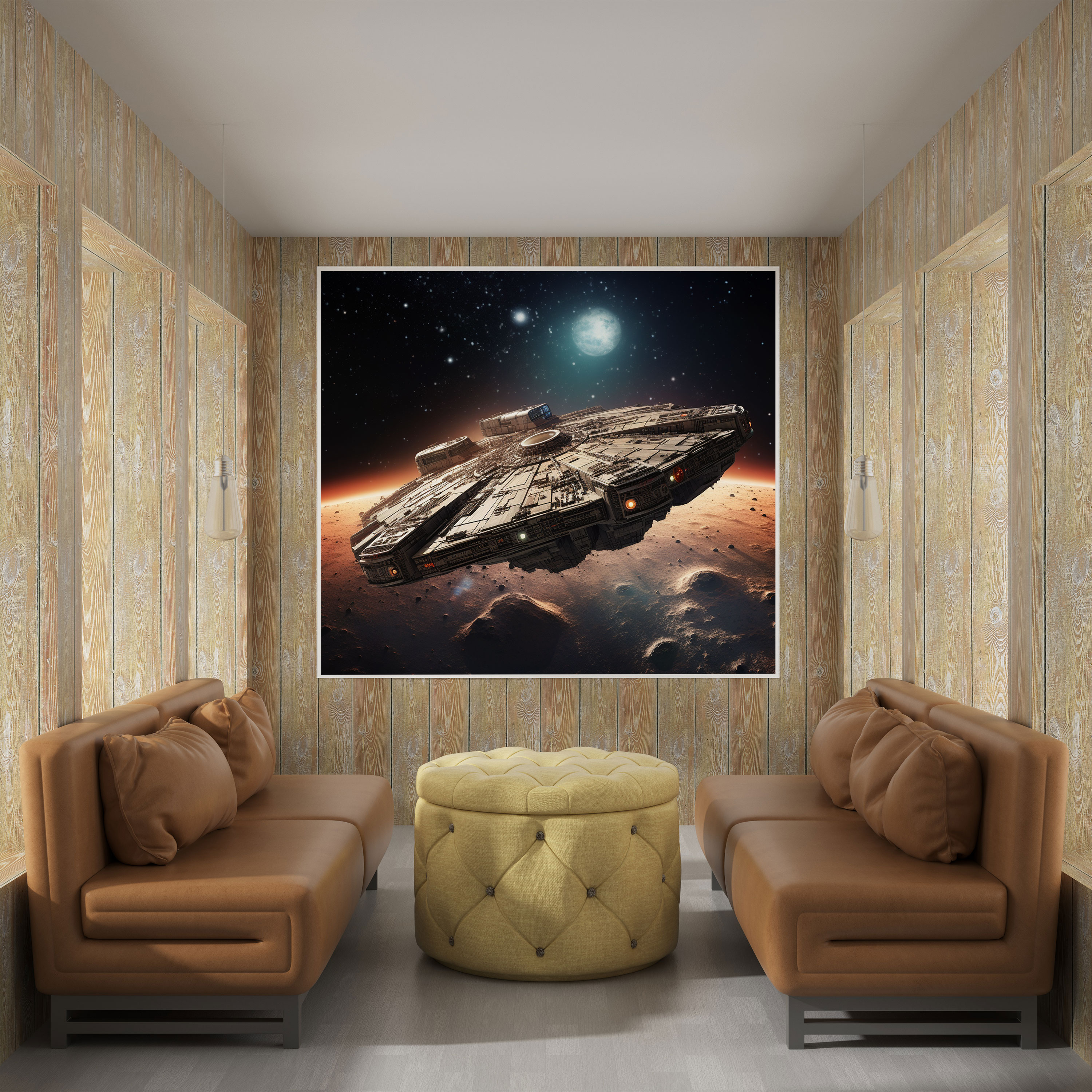 Star Wars Wall Decoration - Pixel Art Millennium Falcon Canvas Print - Star Wars, Canvas, Canvas Print, Star Wars