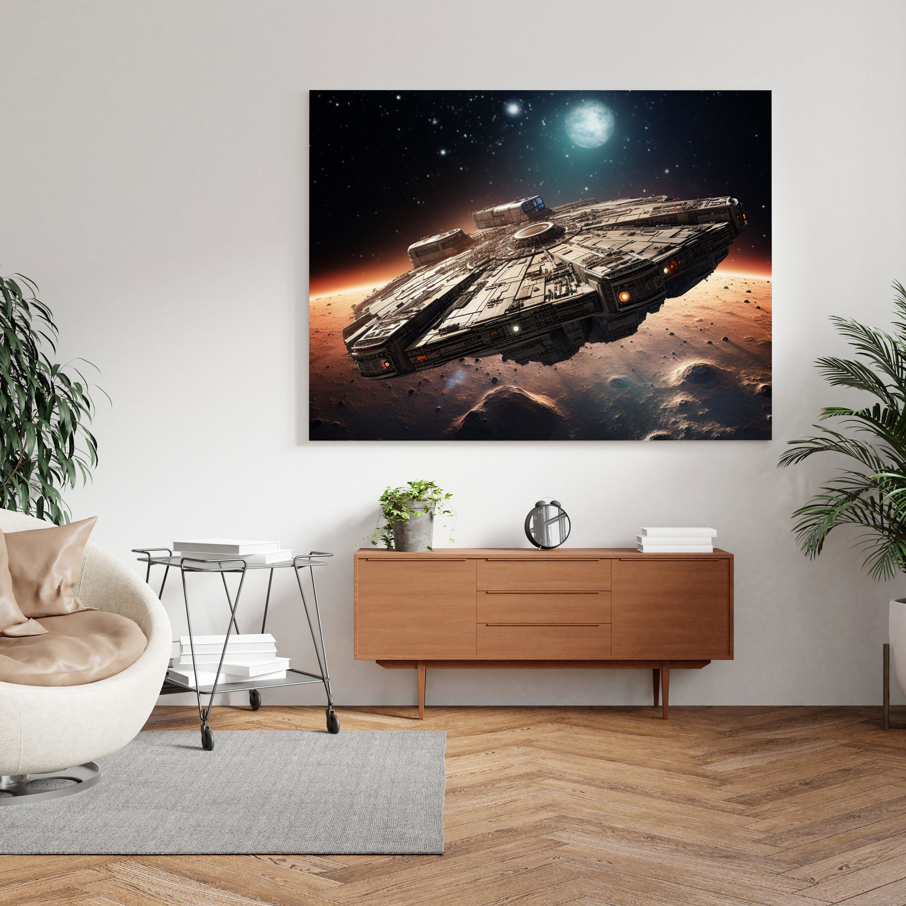 Star Wars Wall Decoration - Pixel Art Millennium Falcon Canvas Print - Star Wars, Canvas, Canvas Print, Star Wars