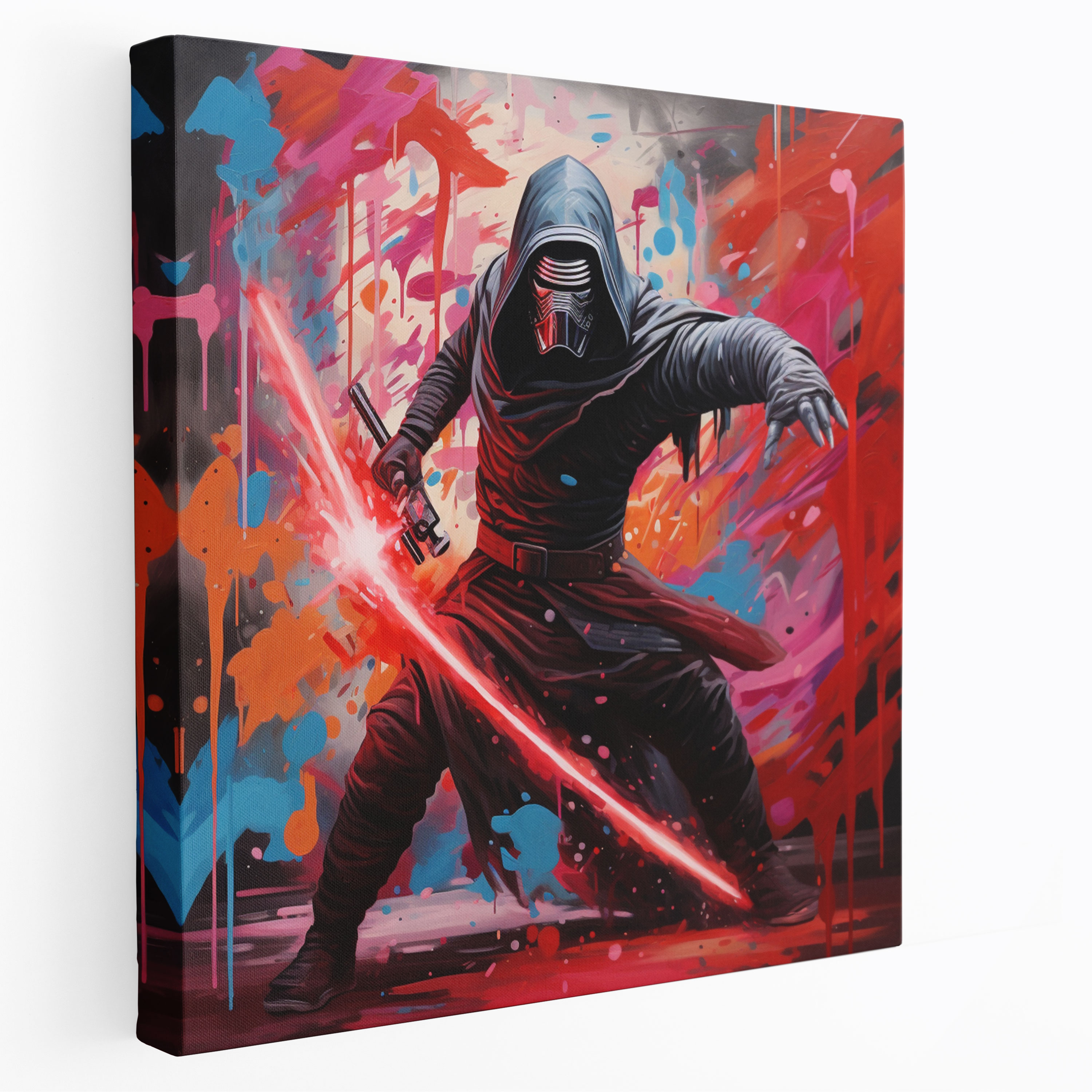 Star Wars Wall Decoration - Graffiti Kylo Ren Canvas Print - Star Wars, Battle Stance, Graffiti-Style Painting, Wall Art