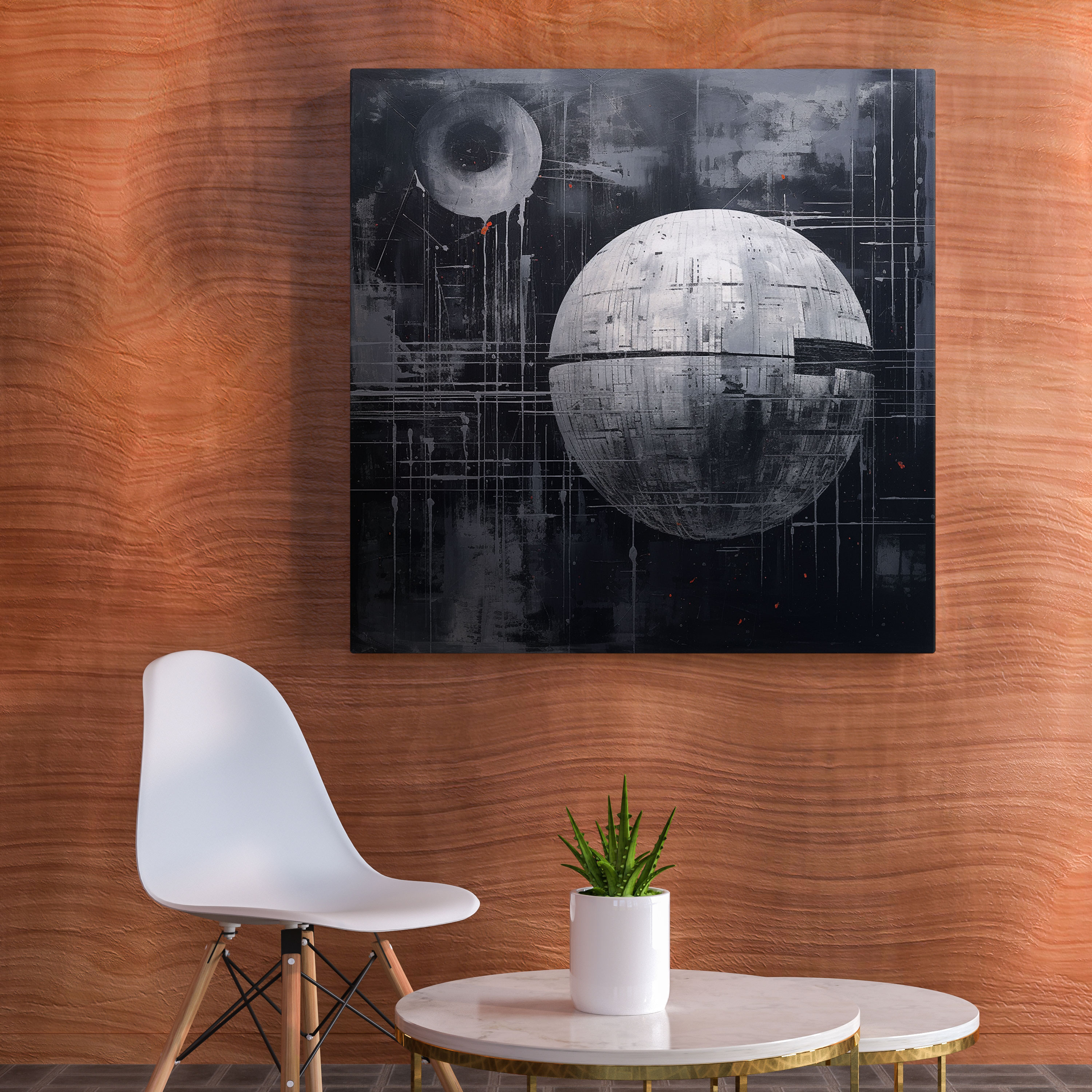Star Wars Canvas Print - Abstract Death Star Wall Art - Star Wars, Black And Gray, Wall Art, Canvas Print