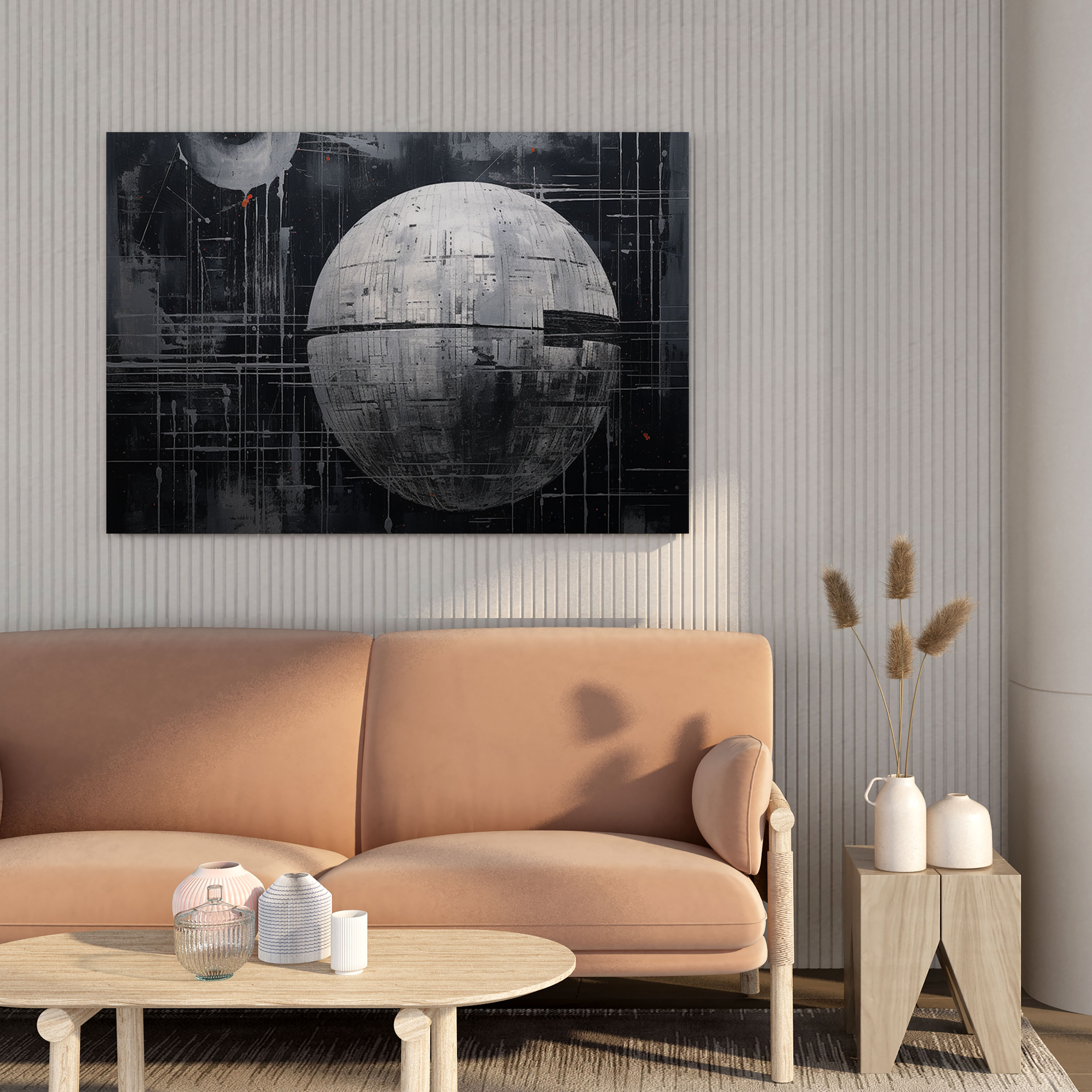 Star Wars Canvas Print - Abstract Death Star Wall Art - Star Wars, Black And Gray, Wall Art, Canvas Print