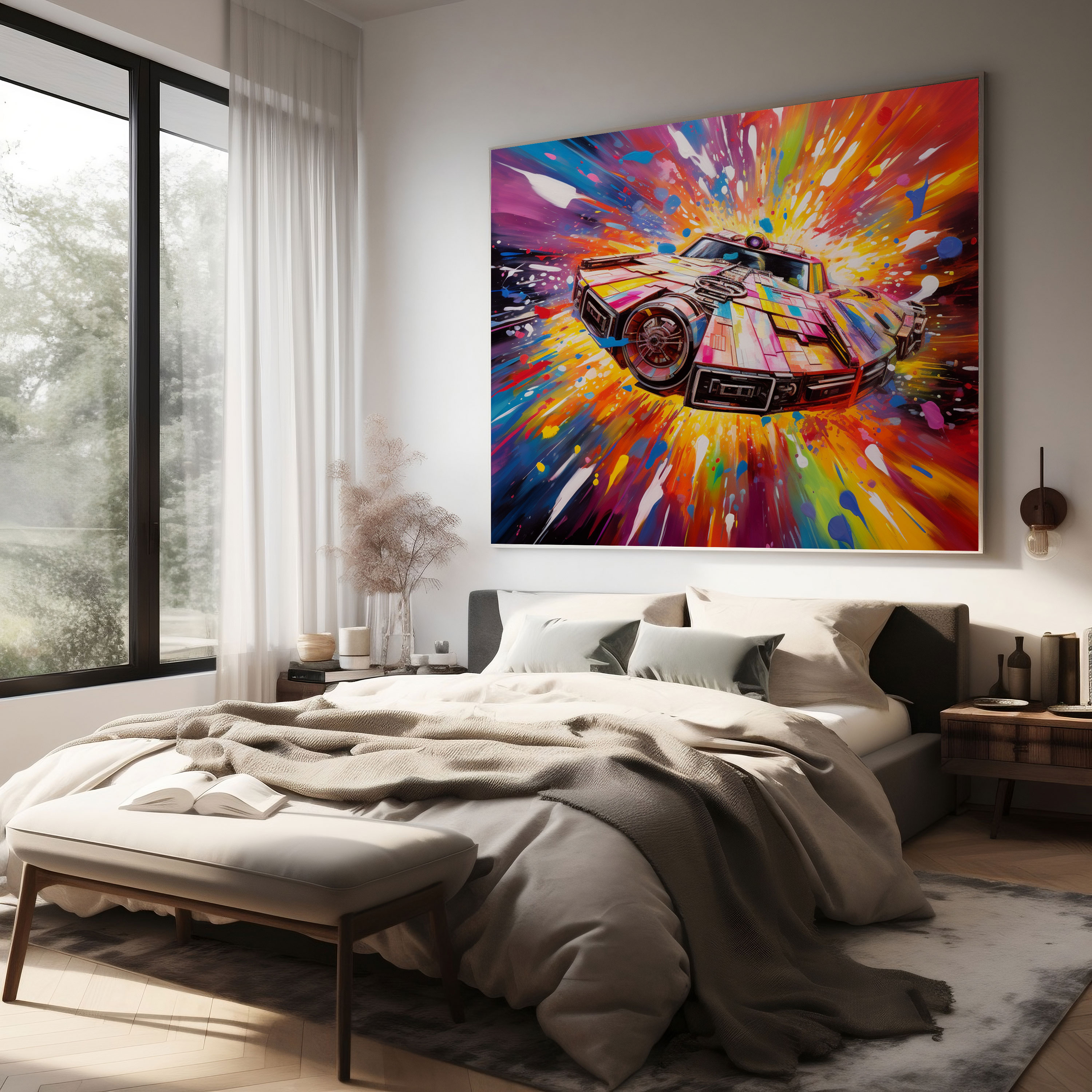 Star Wars Canvas Print - Millennium Falcon Motion Blur - Star Wars, Wall Art, Home Decoration, Abstract Painting
