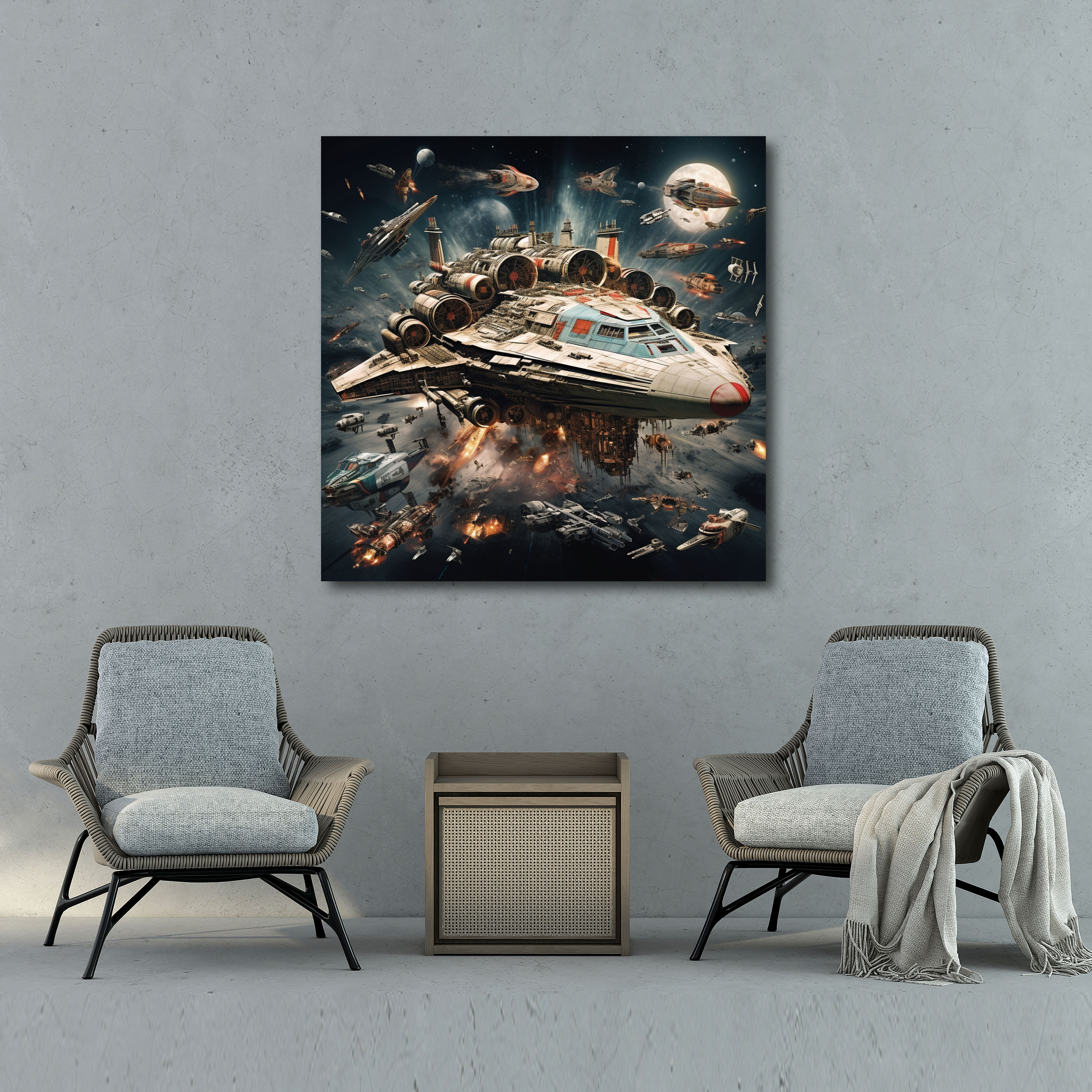 Star Wars Canvas Print - Galactic Spaceship Collage - Star Wars, Canvas Wall Art, Edgy Design, Fleet