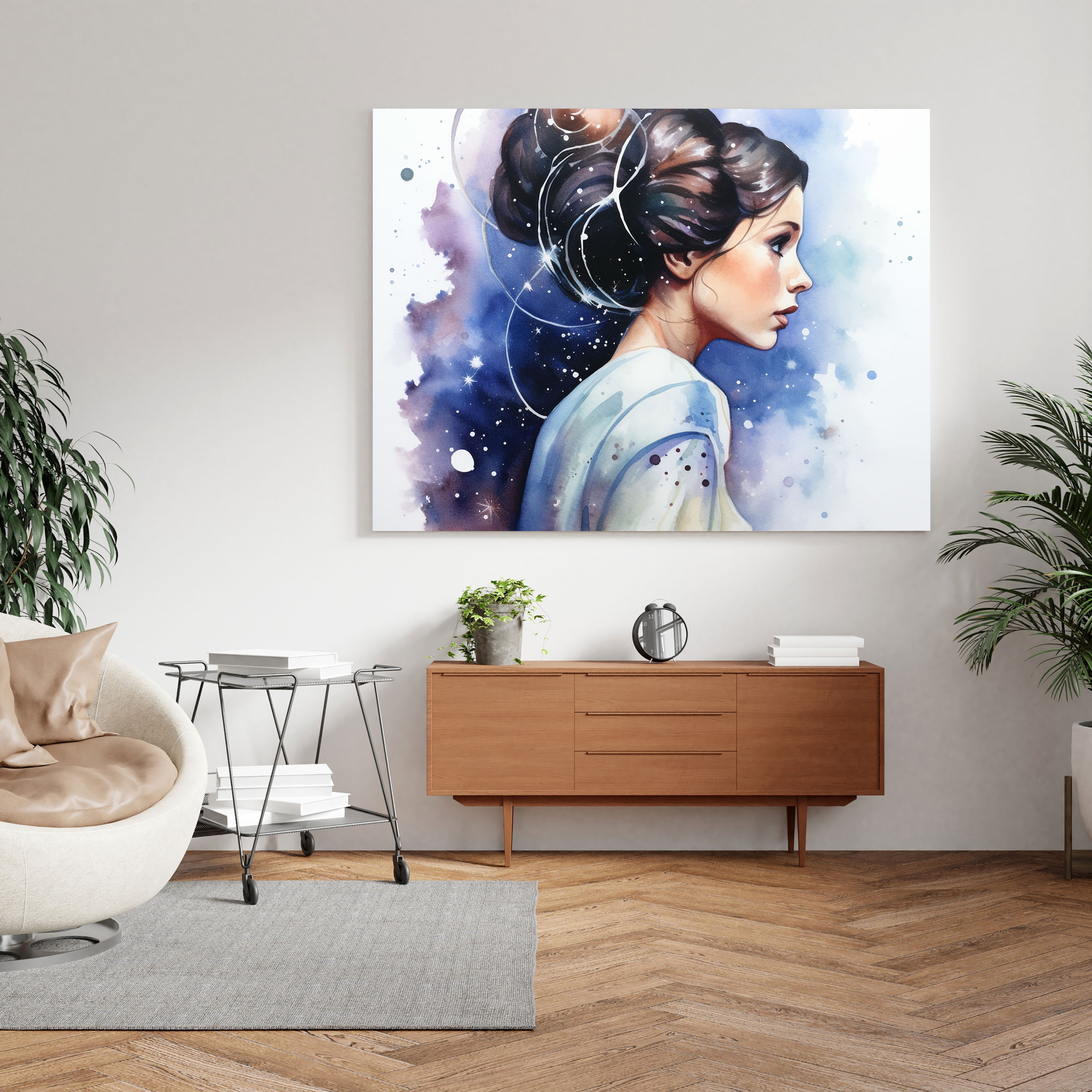 Star Wars Wall Art - Princess Leia Watercolor Silhouette - Star Wars, Princess Leia, Canvas Print, Canvas