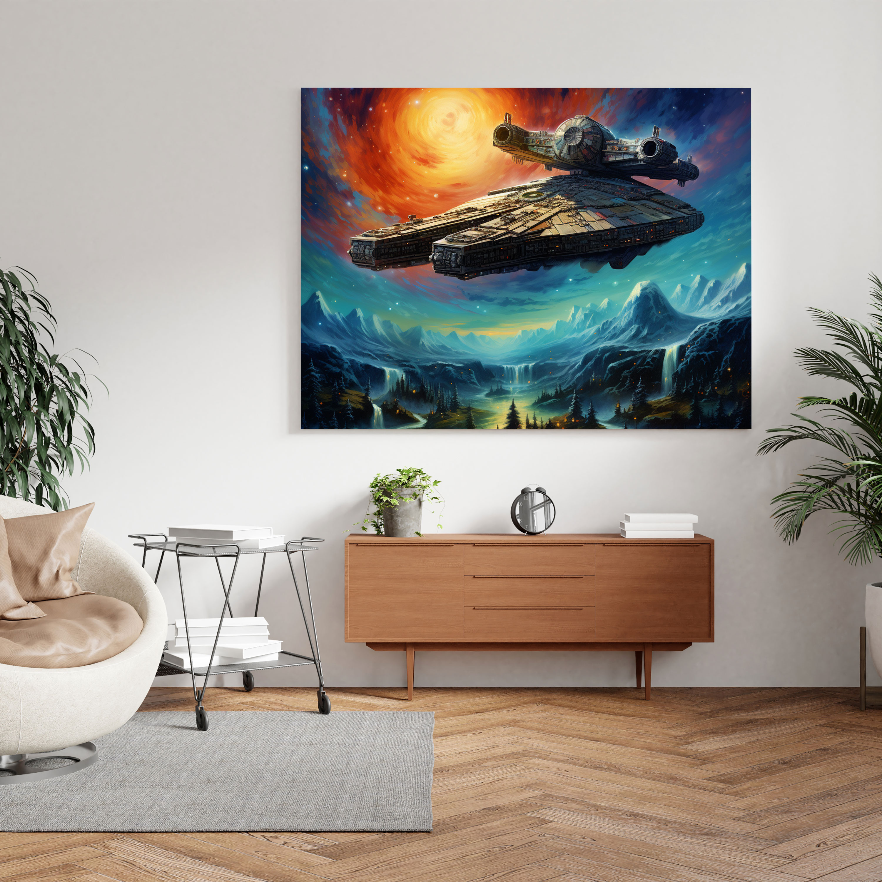 Star Wars Canvas Print - Millennium Falcon Fantasy Landscape - Star Wars, Canvas Wall Art, Home Decoration, Star Wars