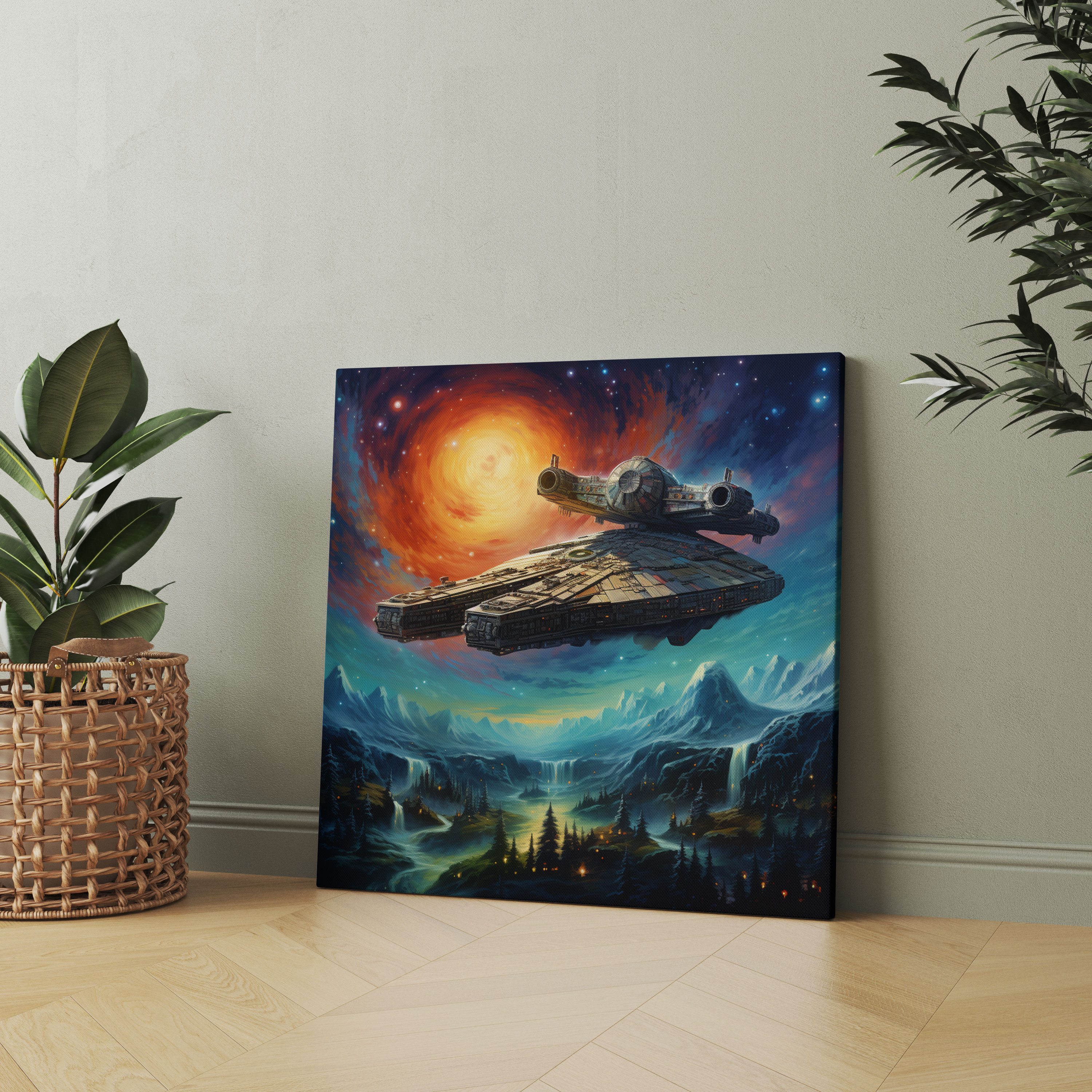 Star Wars Canvas Print - Millennium Falcon Fantasy Landscape - Star Wars, Canvas Wall Art, Home Decoration, Star Wars