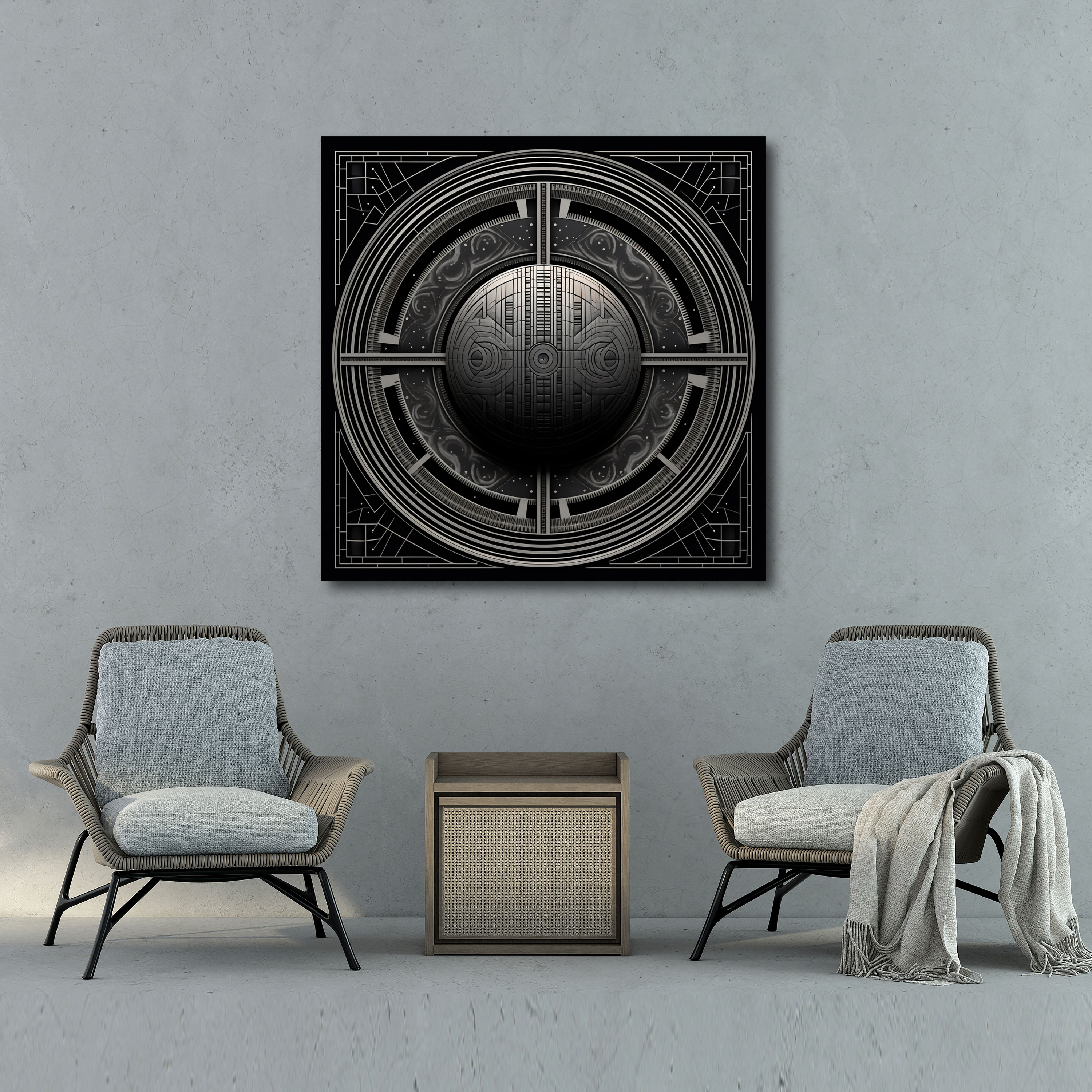 Star Wars Canvas Print - Geometric Death Star Abstraction - Star Wars, Geometric Abstraction, Death Star, Home Decoration