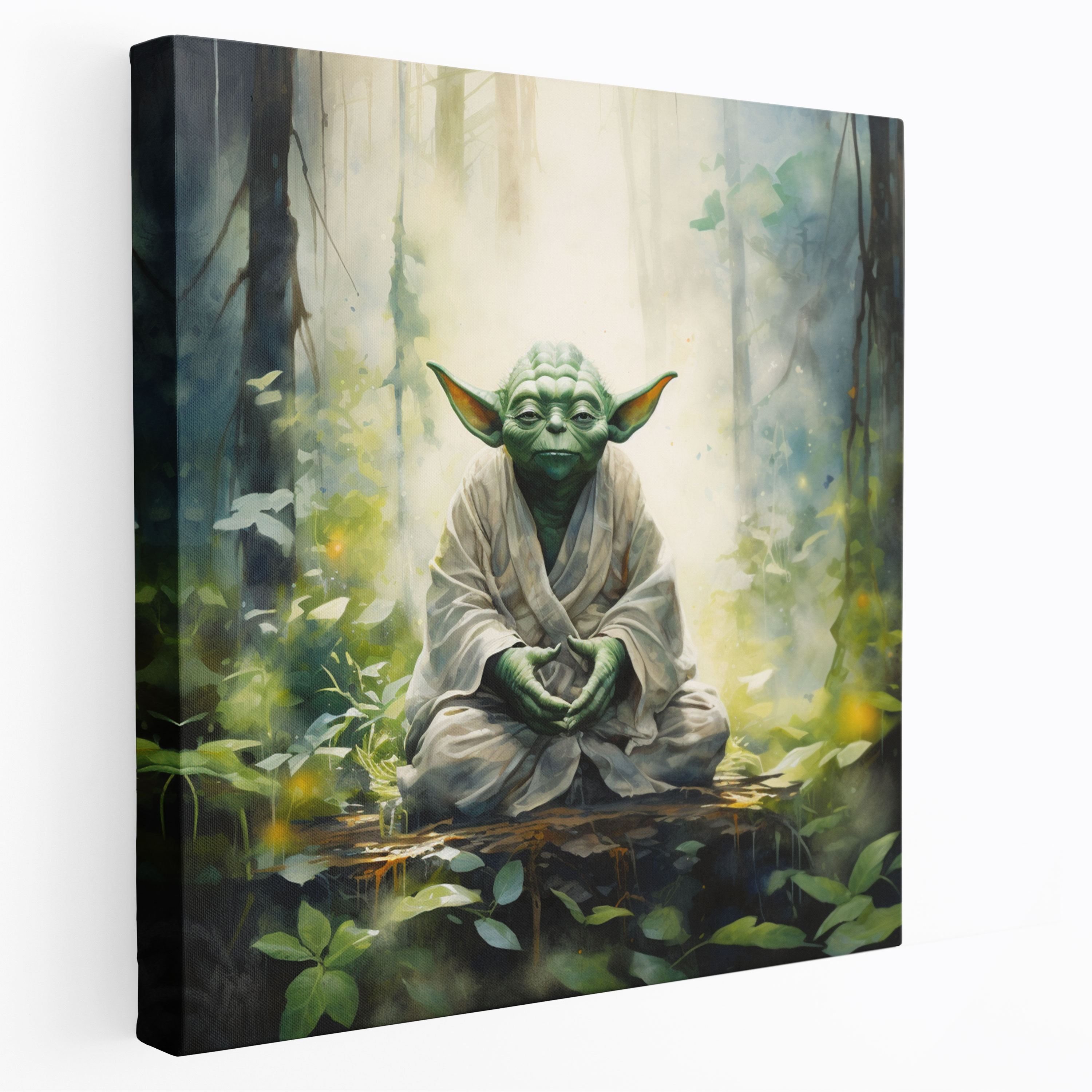 Star Wars Wall Art - Watercolor Yoda Canvas Print - Star Wars, Canvas, Wall Decoration, Star Wars