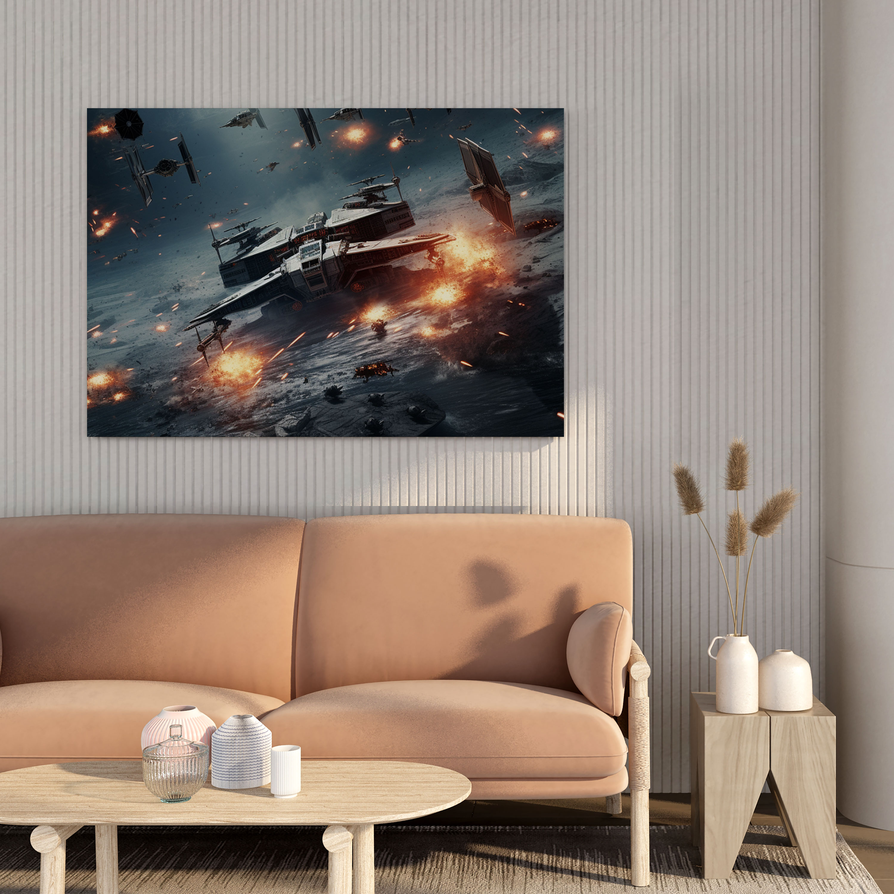 Star Wars Space Battle Canvas Print - Star Wars, Space Battle, Digital Artwork, Canvas
