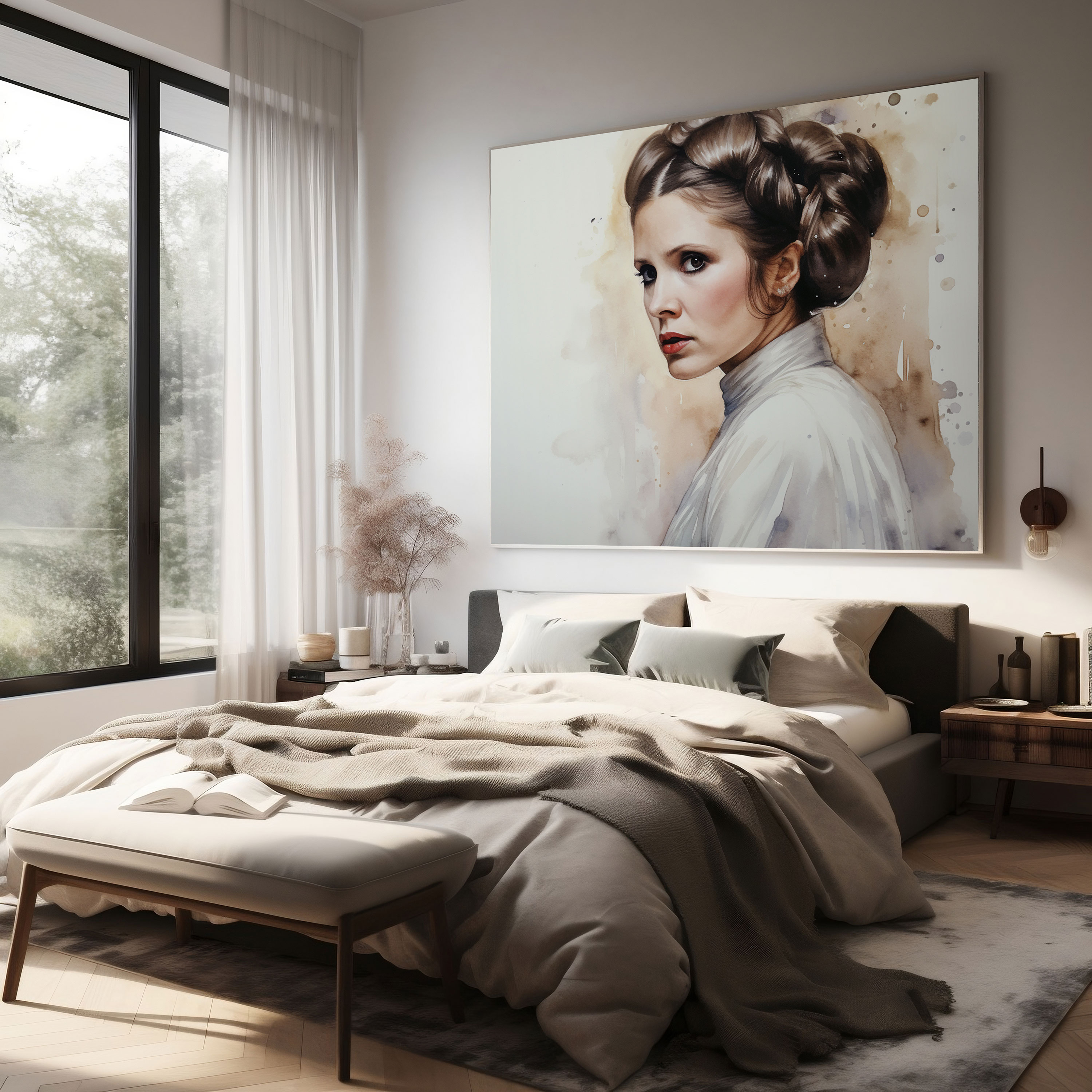 Star Wars Princess Leia Watercolor Canvas Print - Star Wars, Wall Decoration, Star Wars, Princess Leia