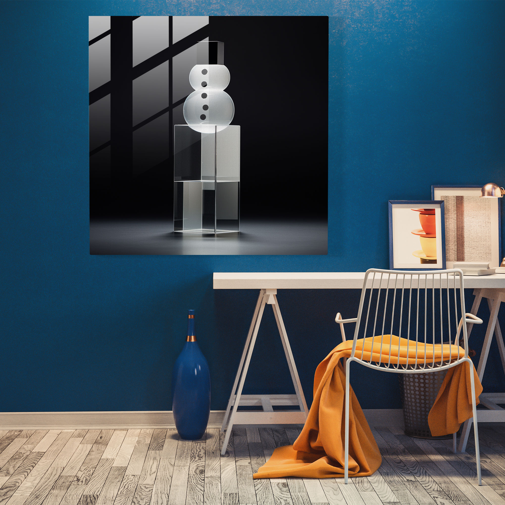 Snowman Glass Wall Art - Snowman, Modern Art, Snowman, Glass Wall Art