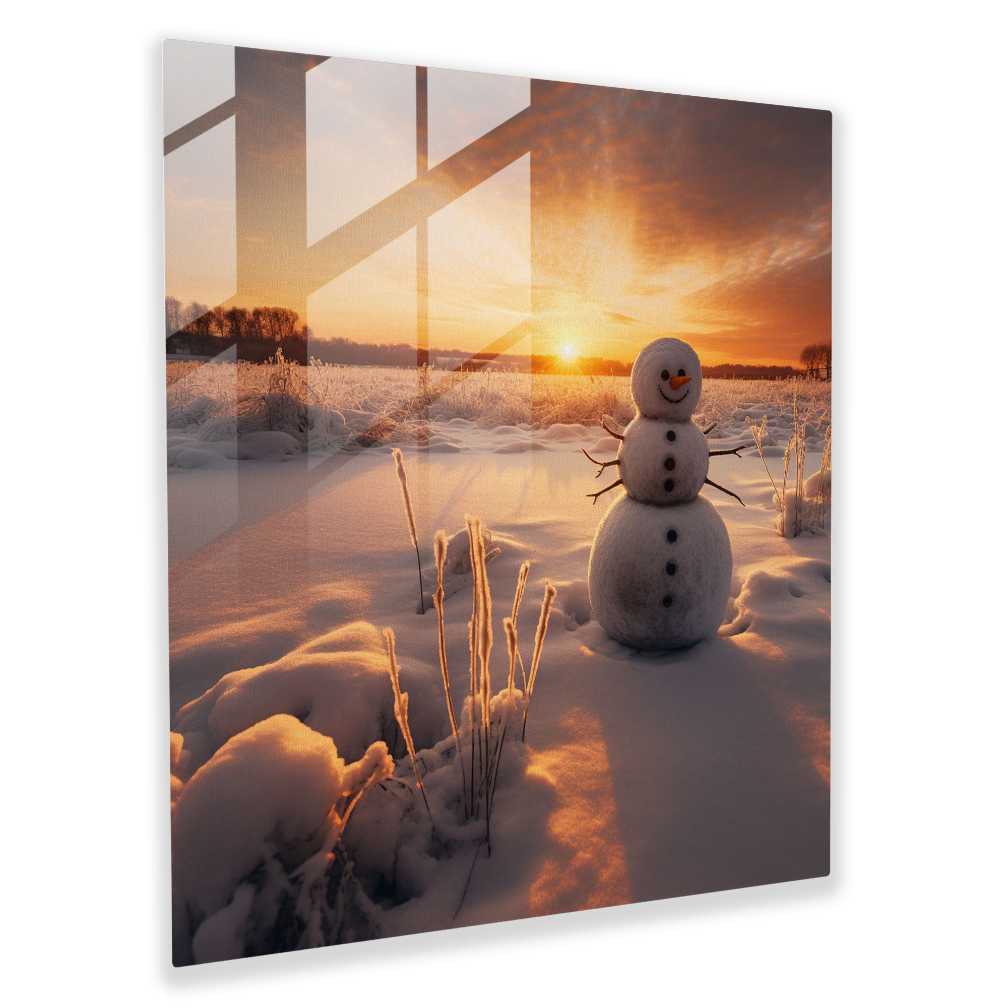 Snowman Glass Print - Snowman, Glass Art, Photograph, Home Decoration