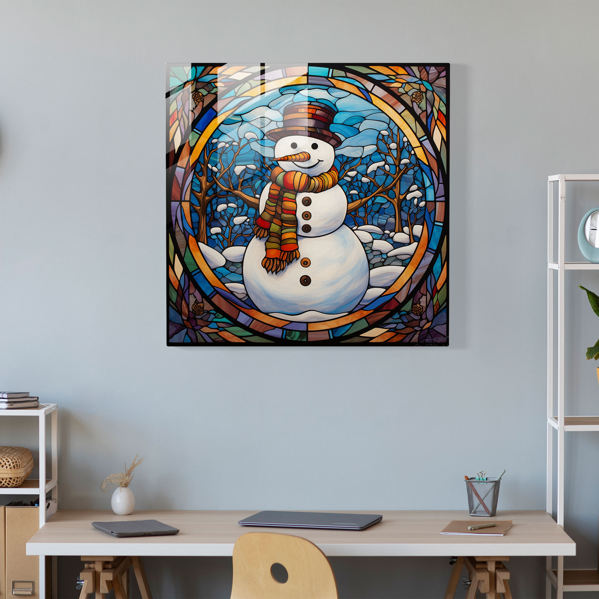 Snowman Glass Wall Art - Snowman, Home Decoration, Snowman, Glass Wall Art