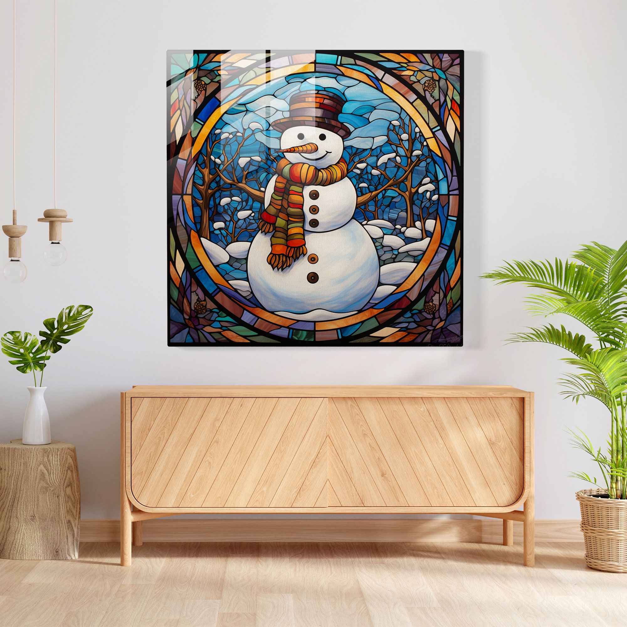 Snowman Glass Wall Art - Snowman, Home Decoration, Snowman, Glass Wall Art