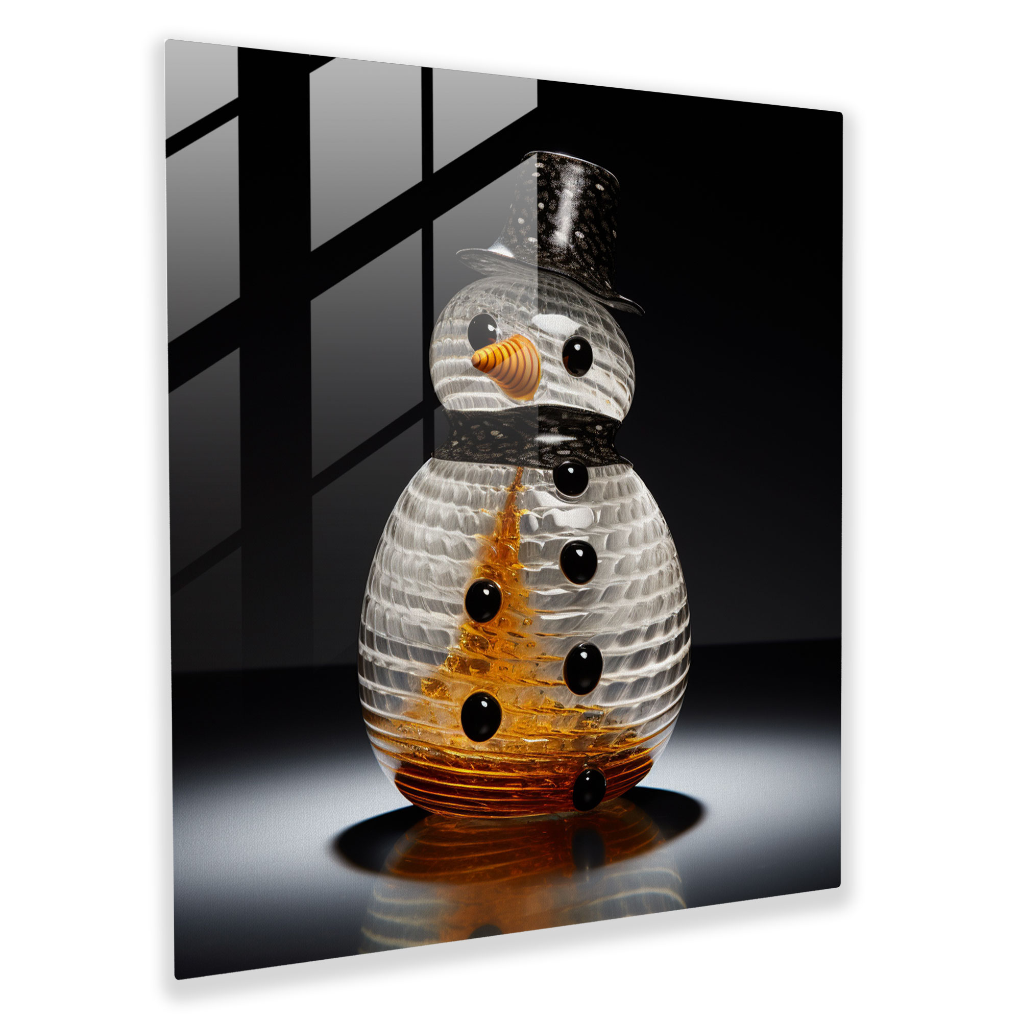Snowman Glass Wall Art - Snowman, Glass Wall Art, Modern Art, Glass Art