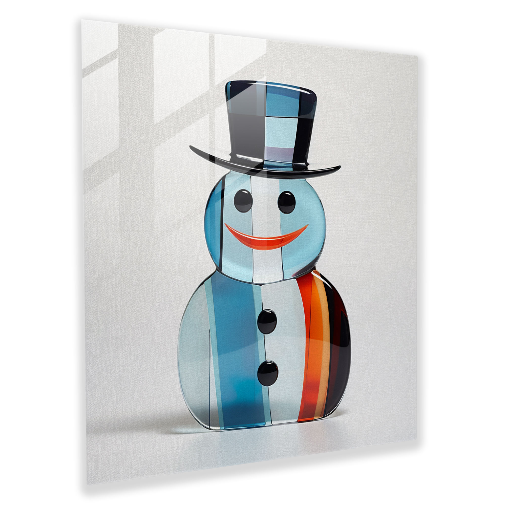 Snowman Glass Wall Art - Snowman, Glass Art, Wall Decoration, Home Decoration