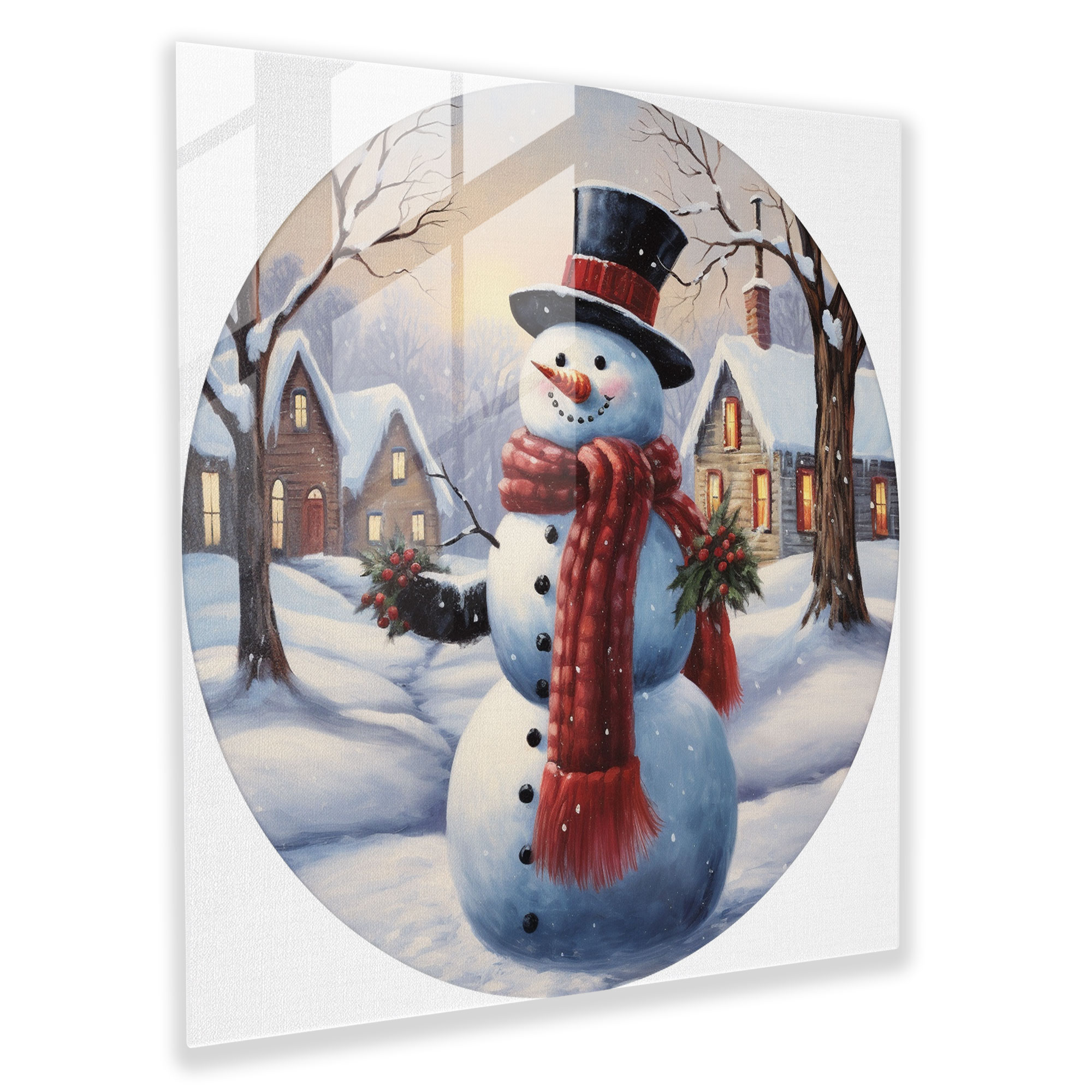 Charming Glass Print Snowman - Snowman, Transform, Glass Wall Art, Joyful Memories