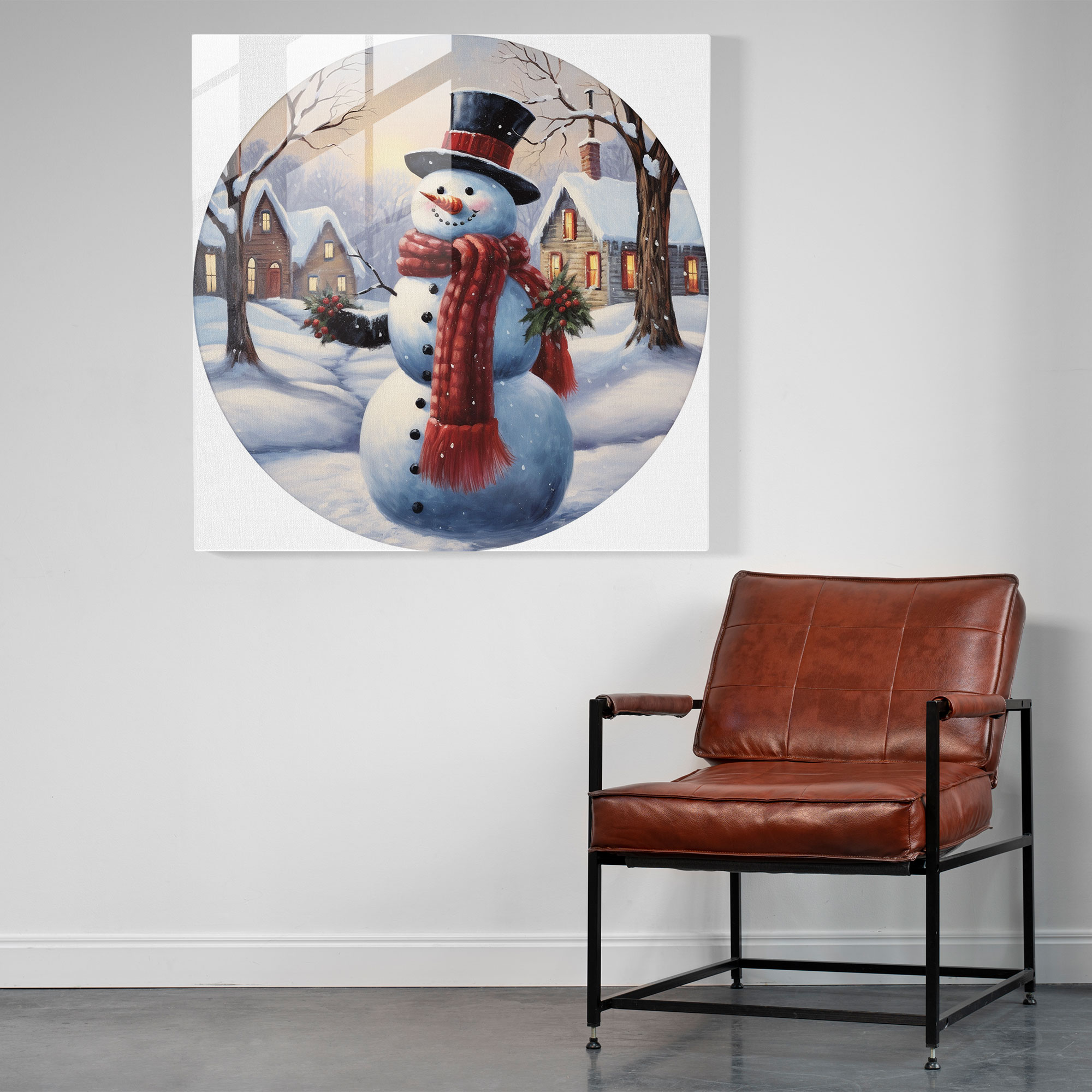Charming Glass Print Snowman - Snowman, Transform, Glass Wall Art, Joyful Memories