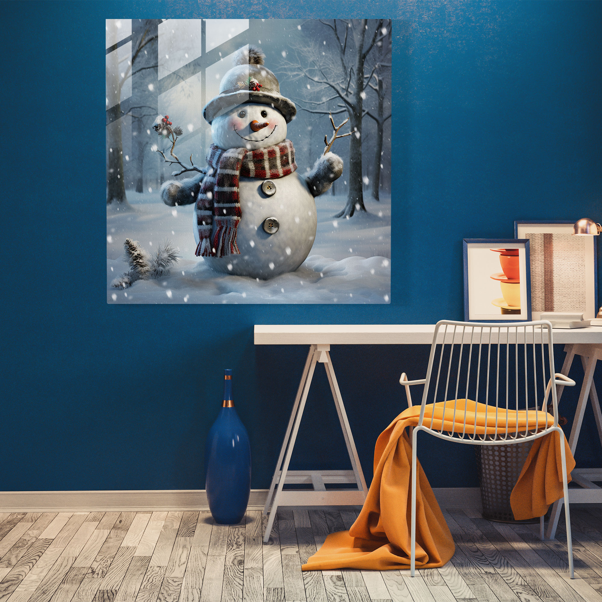Stunning Glass Wall Art Snowman - Snowman, Wall Decoration, Stunning, Home Decoration