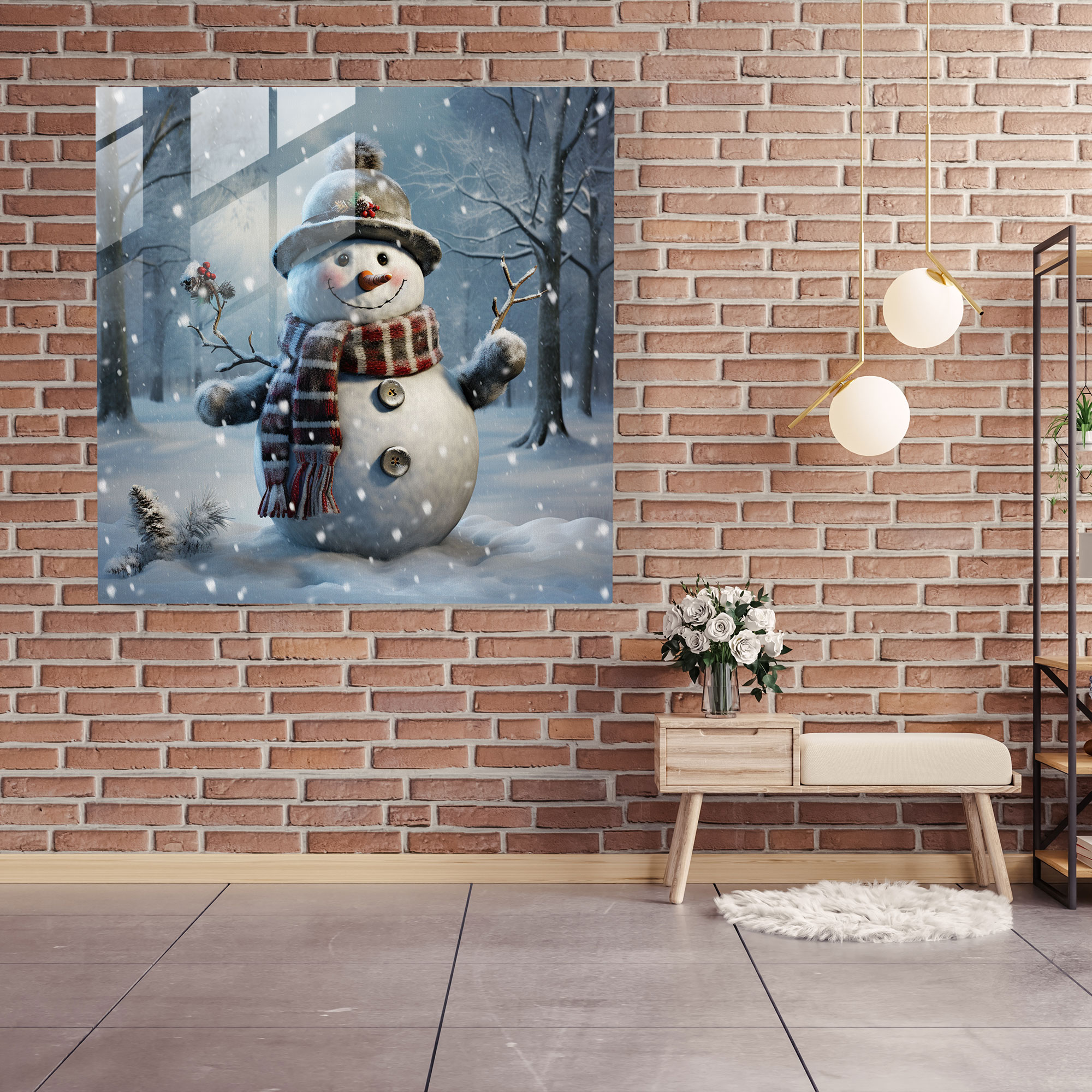 Stunning Glass Wall Art Snowman - Snowman, Wall Decoration, Stunning, Home Decoration
