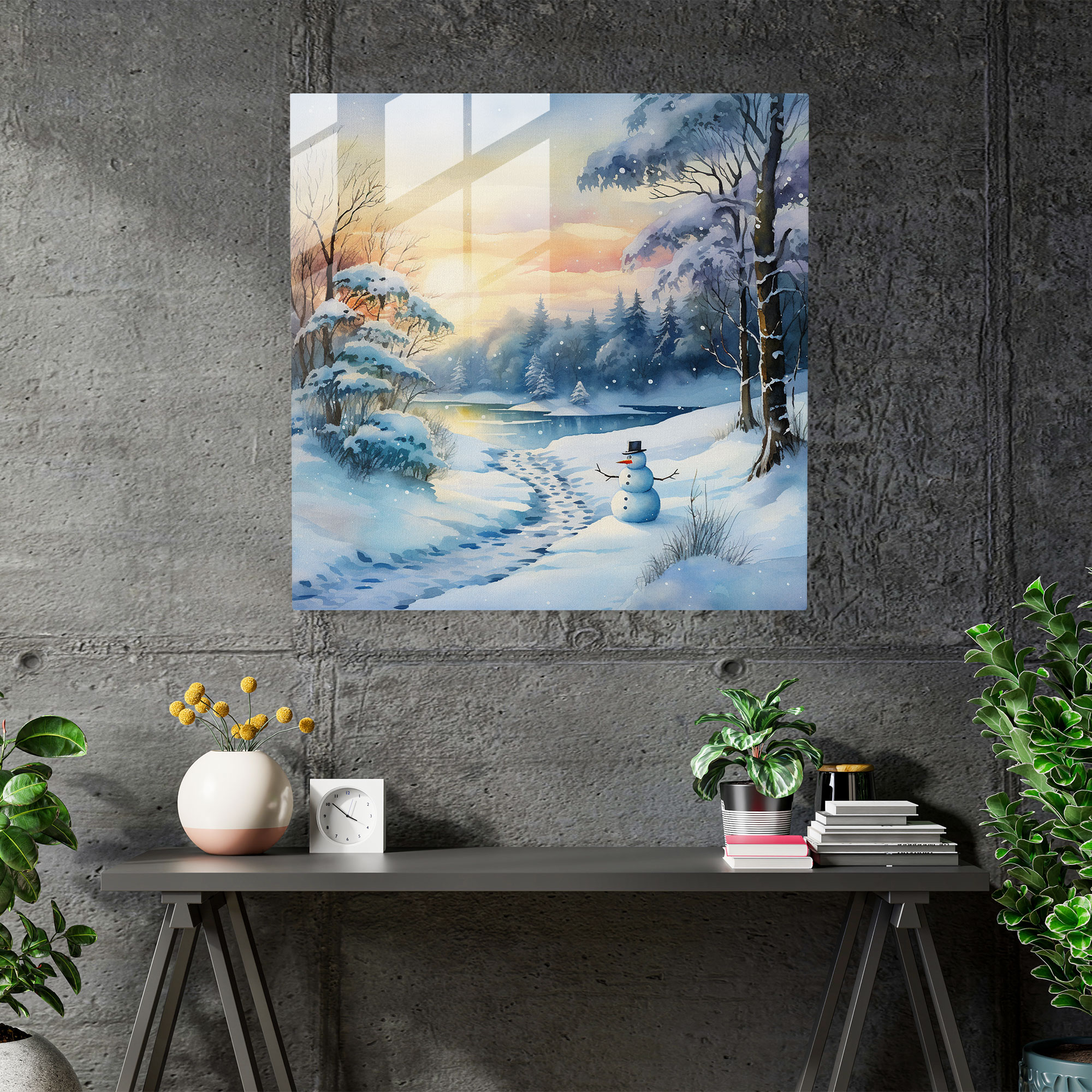 Snowman Glass Wall Art - Snowman, Modern Art, Glass Art, Snowman