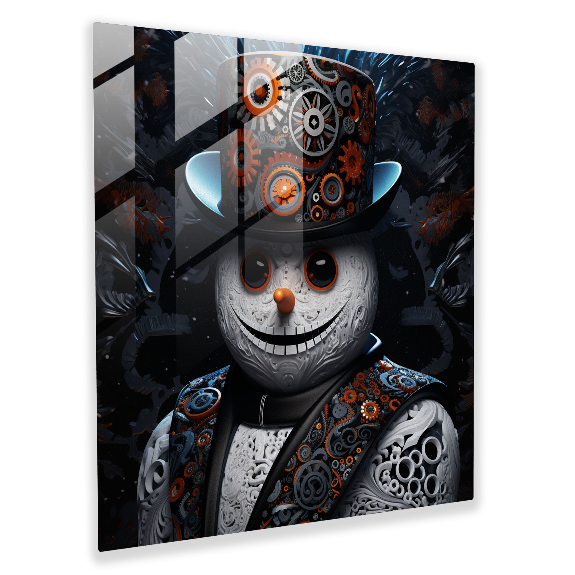 Digital Snowman Glass Print - Snowman, Snowman, Glass Art, Tradition