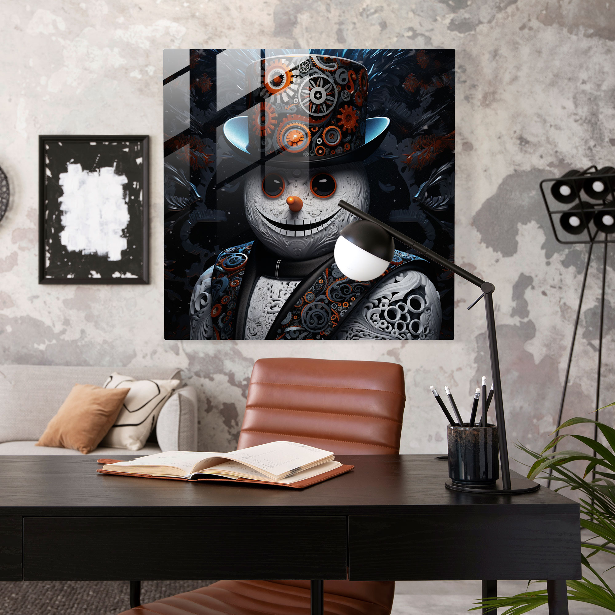 Digital Snowman Glass Print - Snowman, Snowman, Glass Art, Tradition