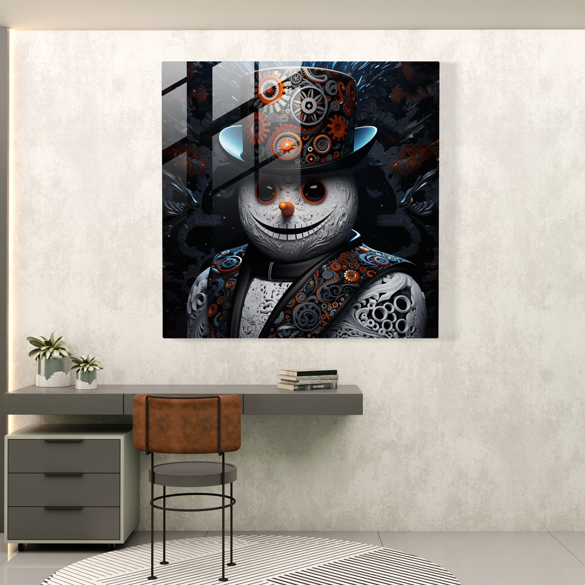 Digital Snowman Glass Print - Snowman, Snowman, Glass Art, Tradition