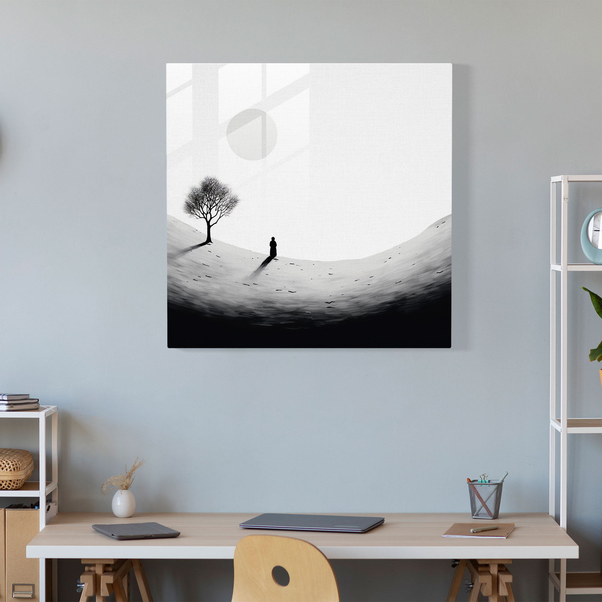 Serene Snowman Glass Print - Snowman, Serene, Wall Decoration, Modern Art