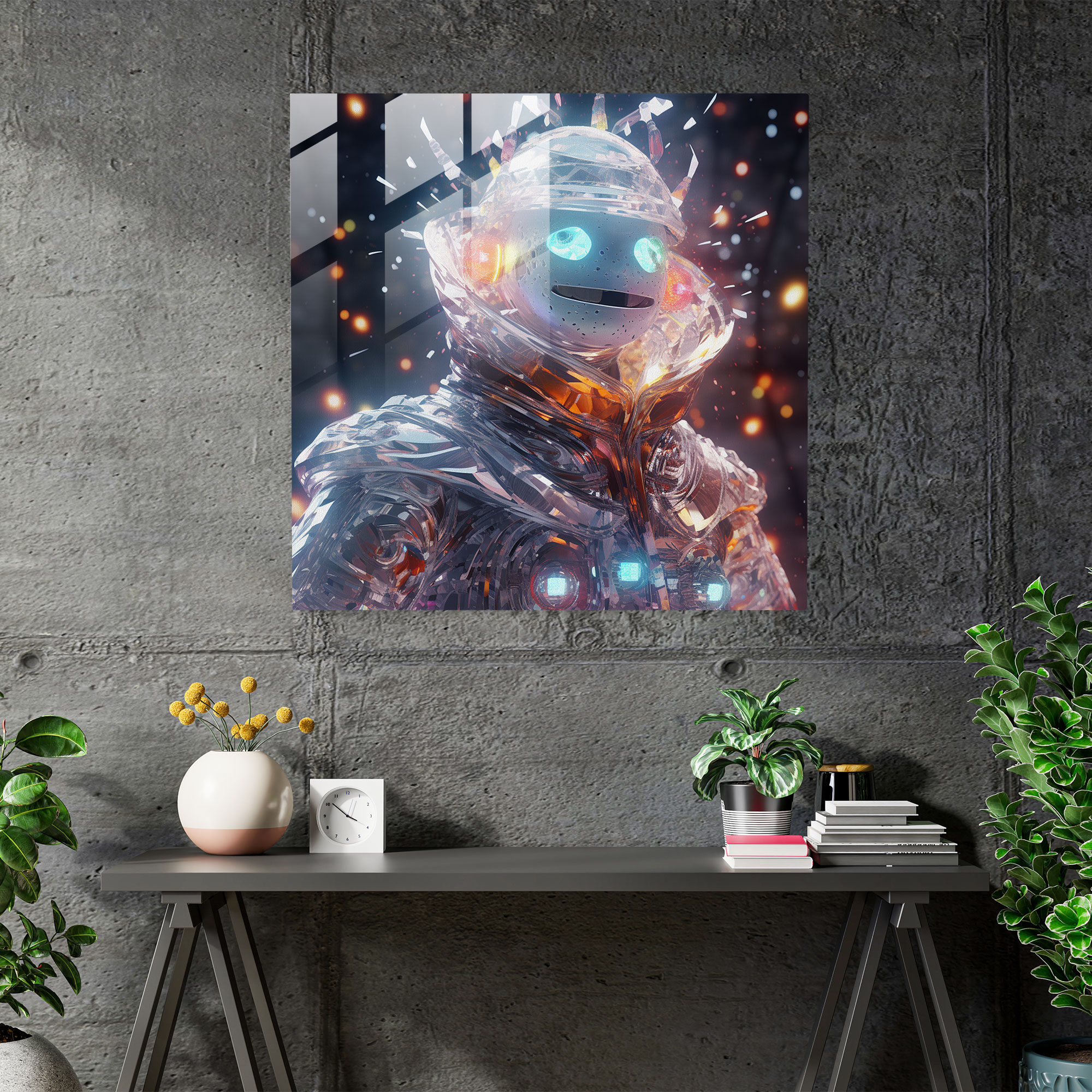 Futuristic Snowman Glass Print - Snowman, Futuristic, Snowman, Glass Print