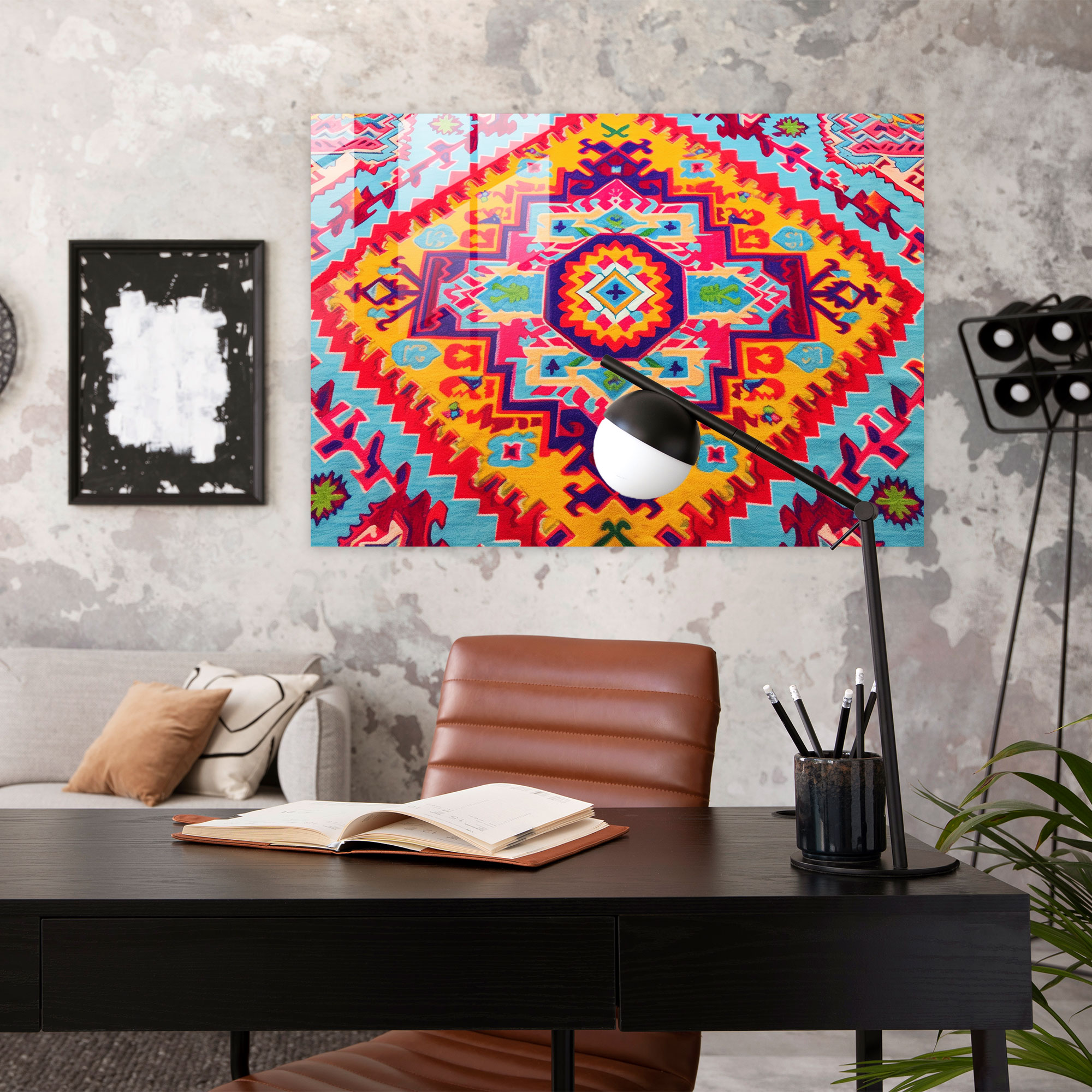 Turkish Carpet Glass Print - Turkish Carpet, Wall Decoration, Turkish Carpet Pattern, Modern Art