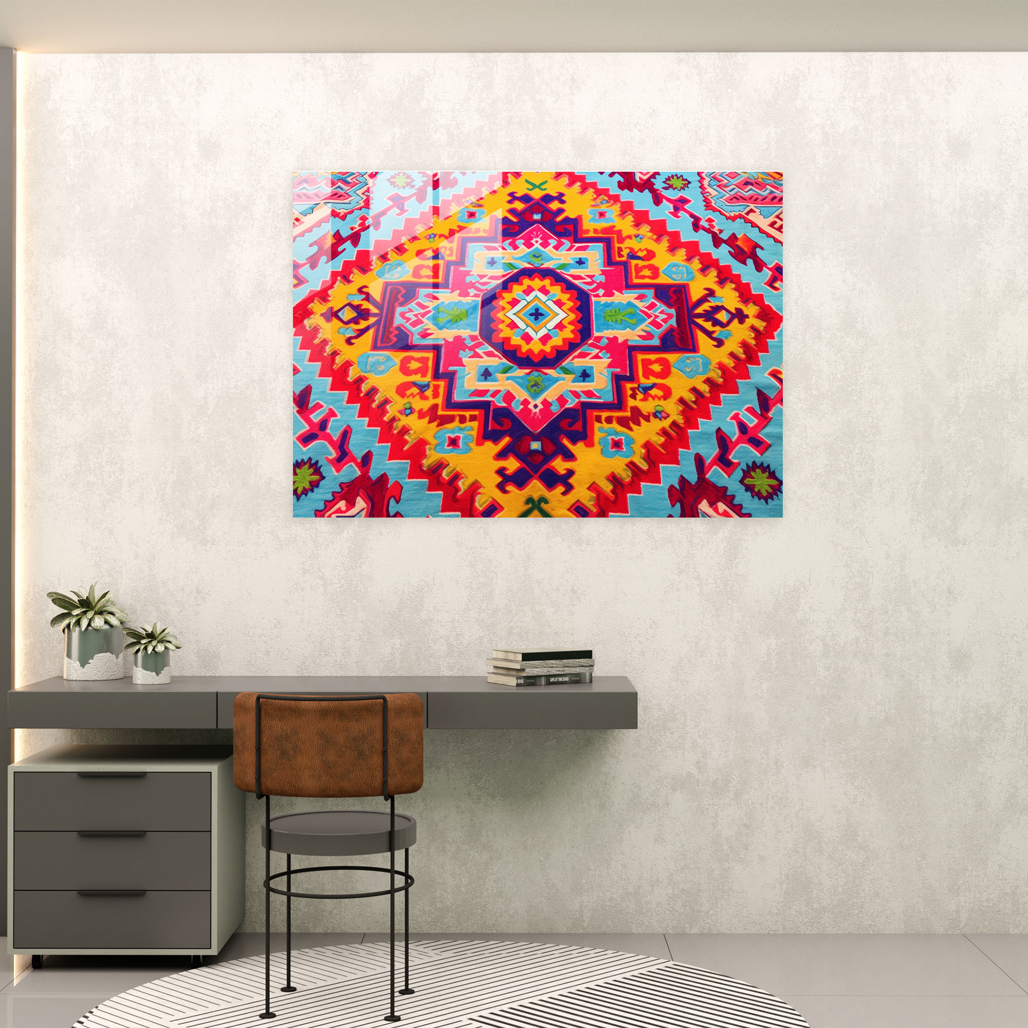 Turkish Carpet Glass Print - Turkish Carpet, Wall Decoration, Turkish Carpet Pattern, Modern Art