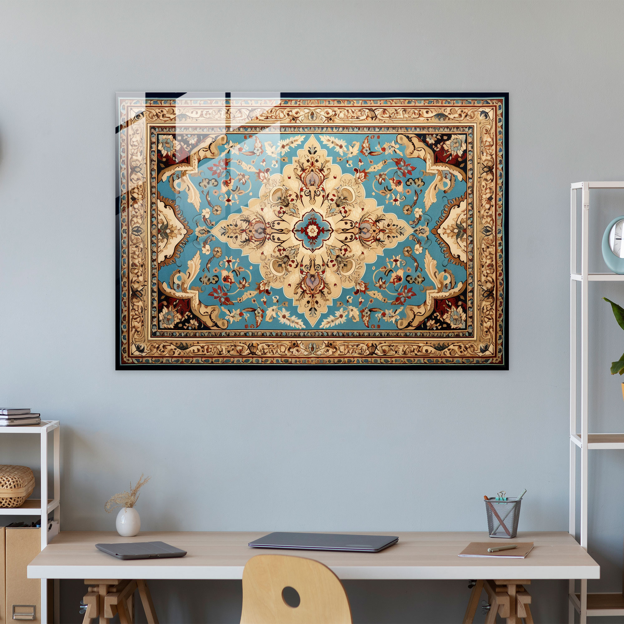 Fusion Turkish Carpet Glass Print - Turkish Carpet, Fusion Of Tradition And Modernity, Modern Art, Glass Wall Art