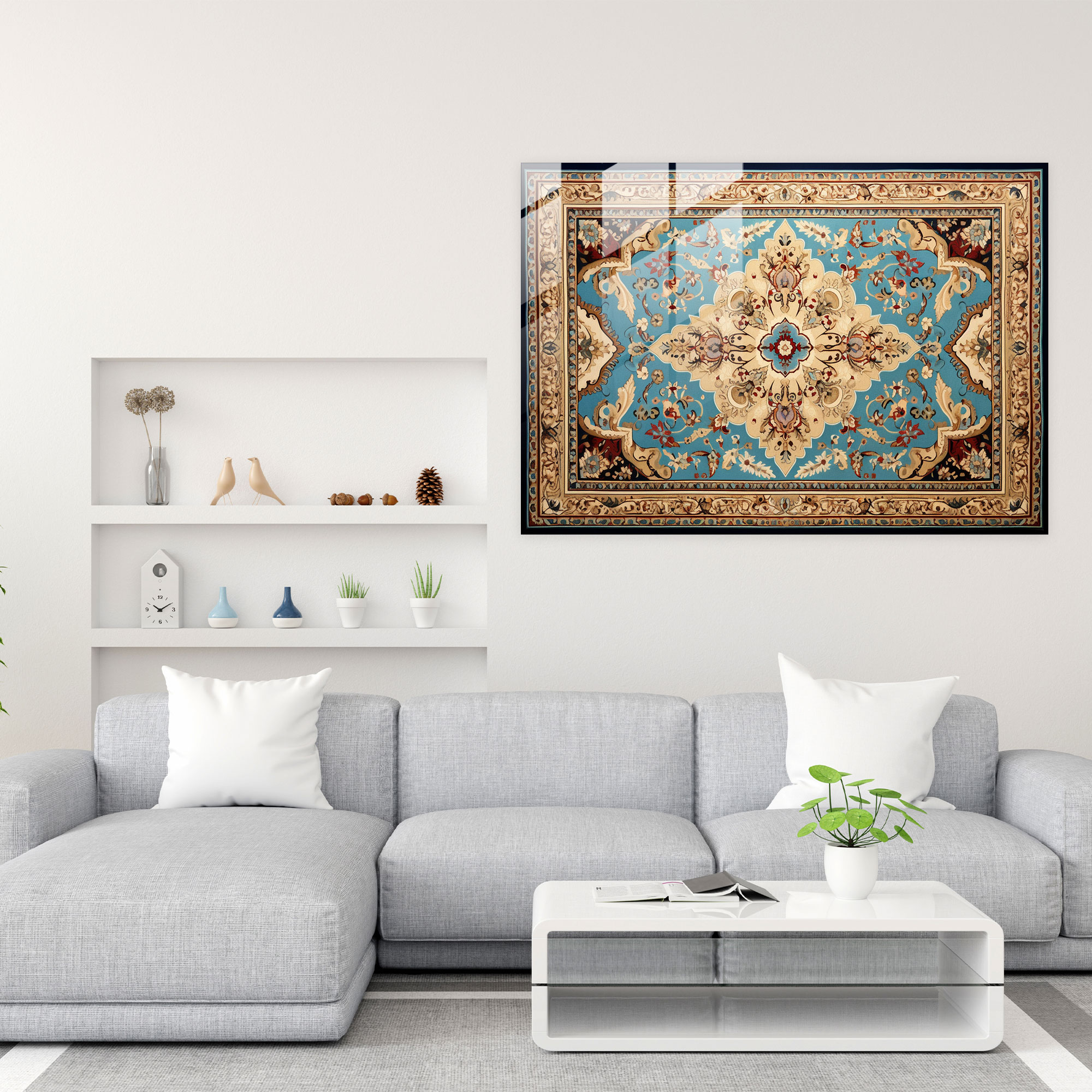 Fusion Turkish Carpet Glass Print - Turkish Carpet, Fusion Of Tradition And Modernity, Modern Art, Glass Wall Art