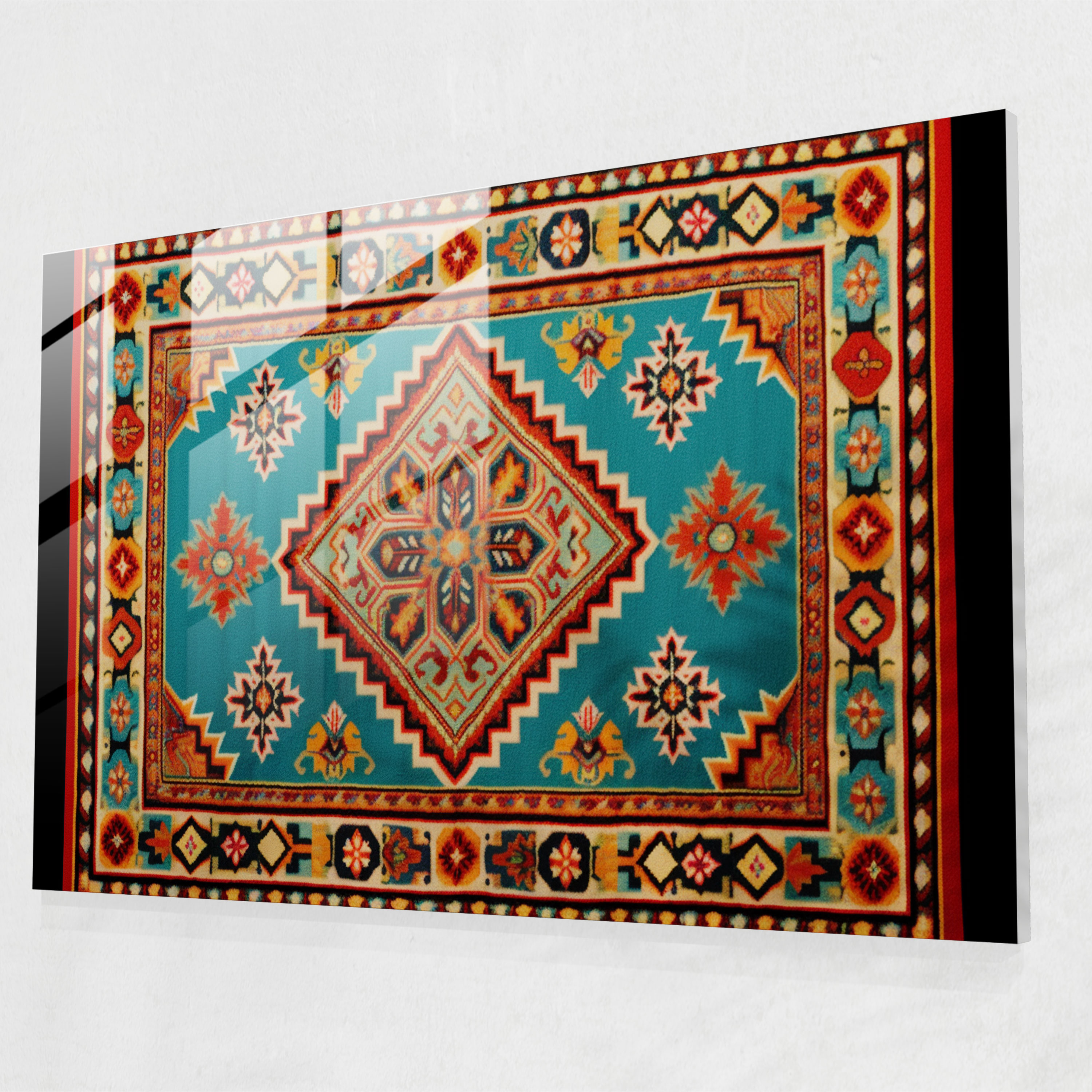 Turkish Carpet Pattern Glass Print - Turkish Carpet, Home Decoration, Turkish Carpet Pattern, Glass Wall Art