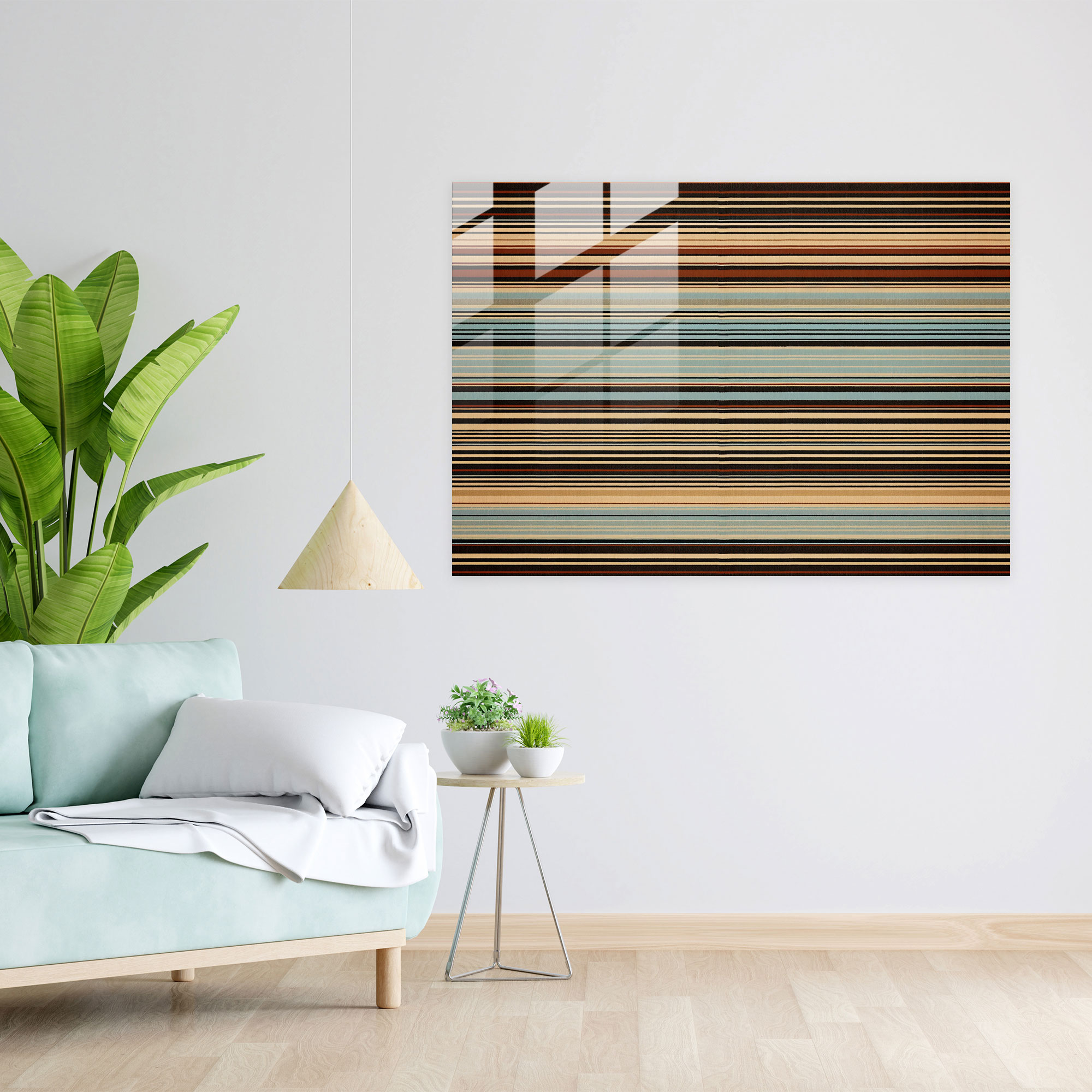 Minimalist Türk Halı Desenli Cam Tablo - Türk Halısı Modern Sanat Hafif Tonlar Cam Duvar Sanatı