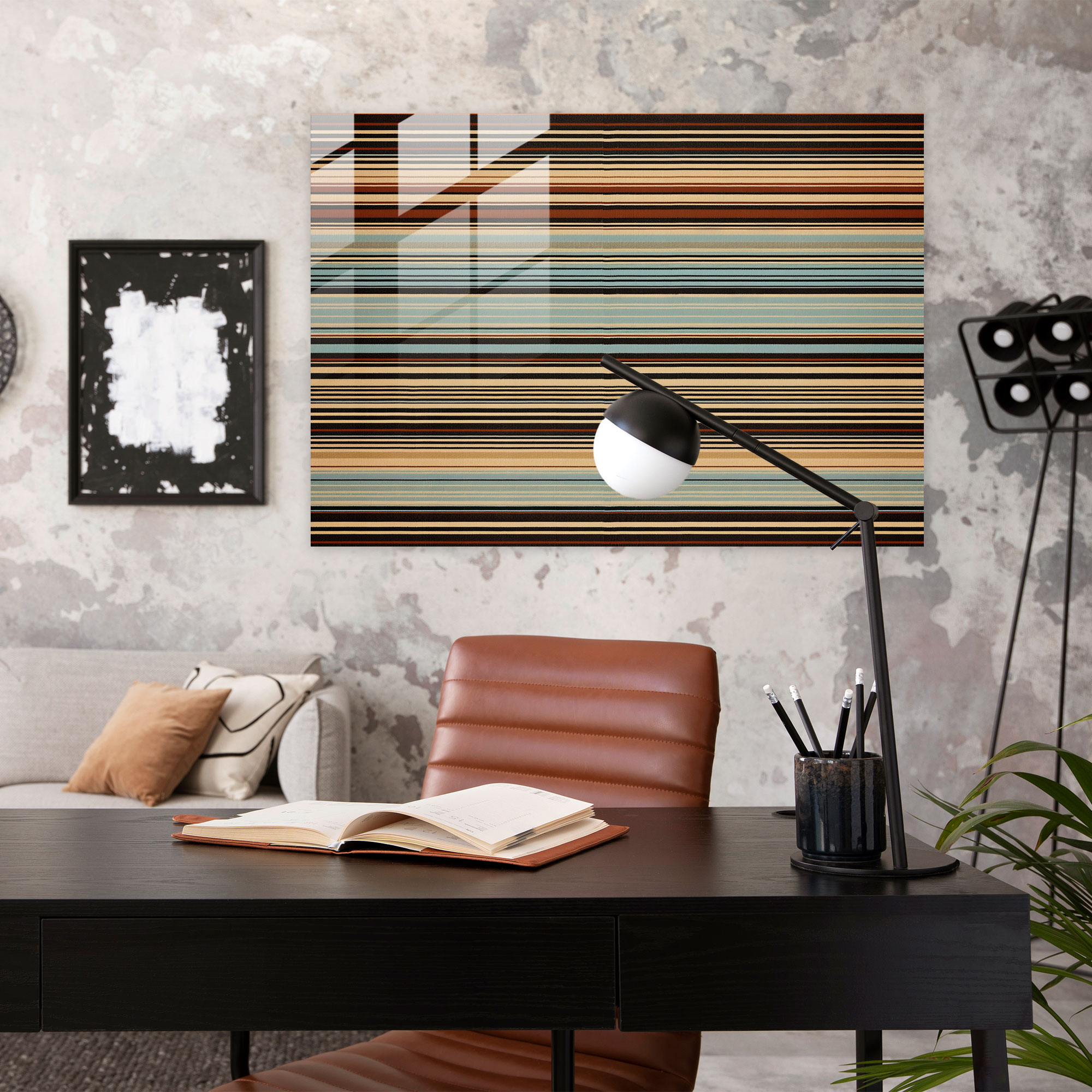 Minimalist Türk Halı Desenli Cam Tablo - Türk Halısı Modern Sanat Hafif Tonlar Cam Duvar Sanatı