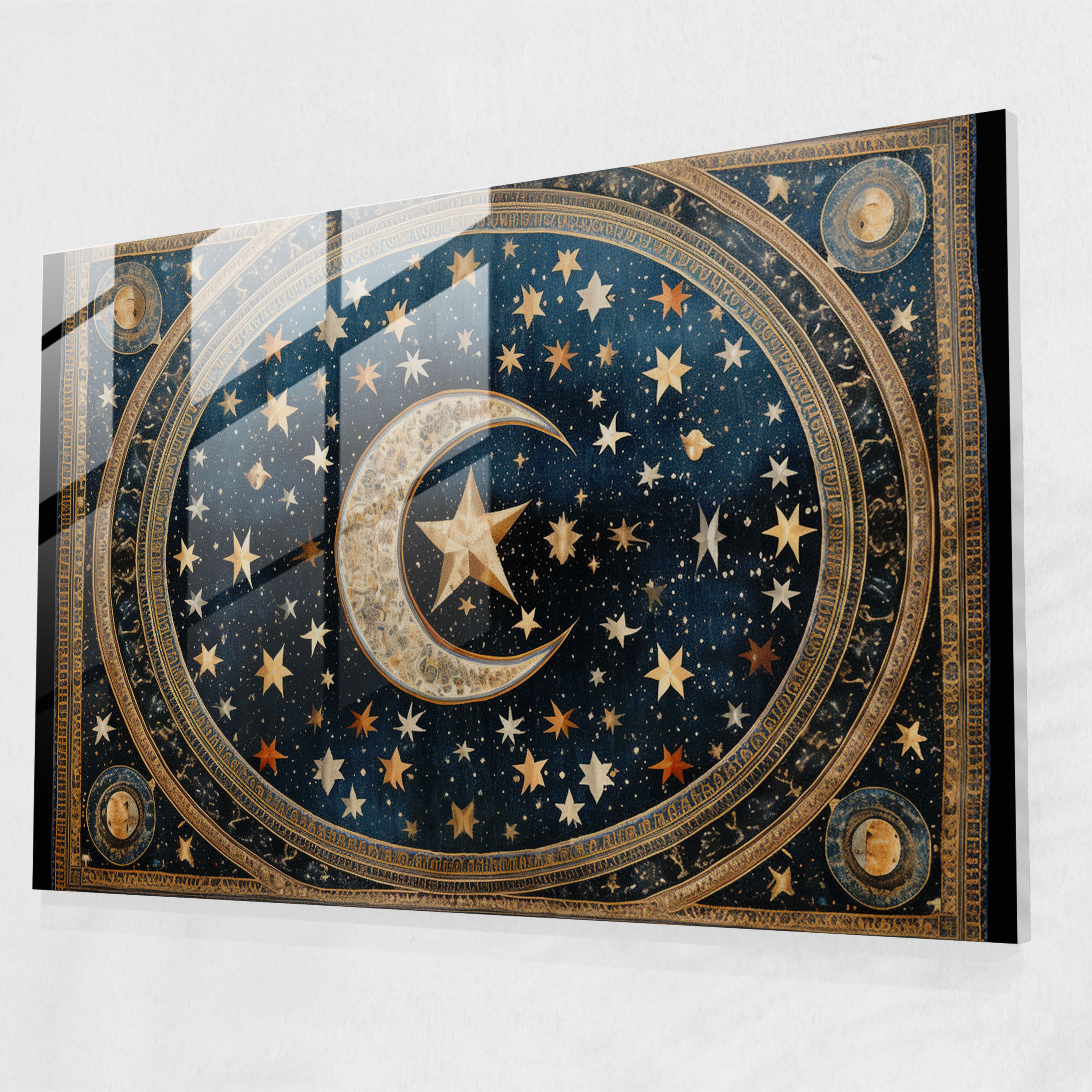 Celestial Turkish Carpet Pattern Glass Print - Turkish Carpet, Mystical, Modern Art, Endless Wonder