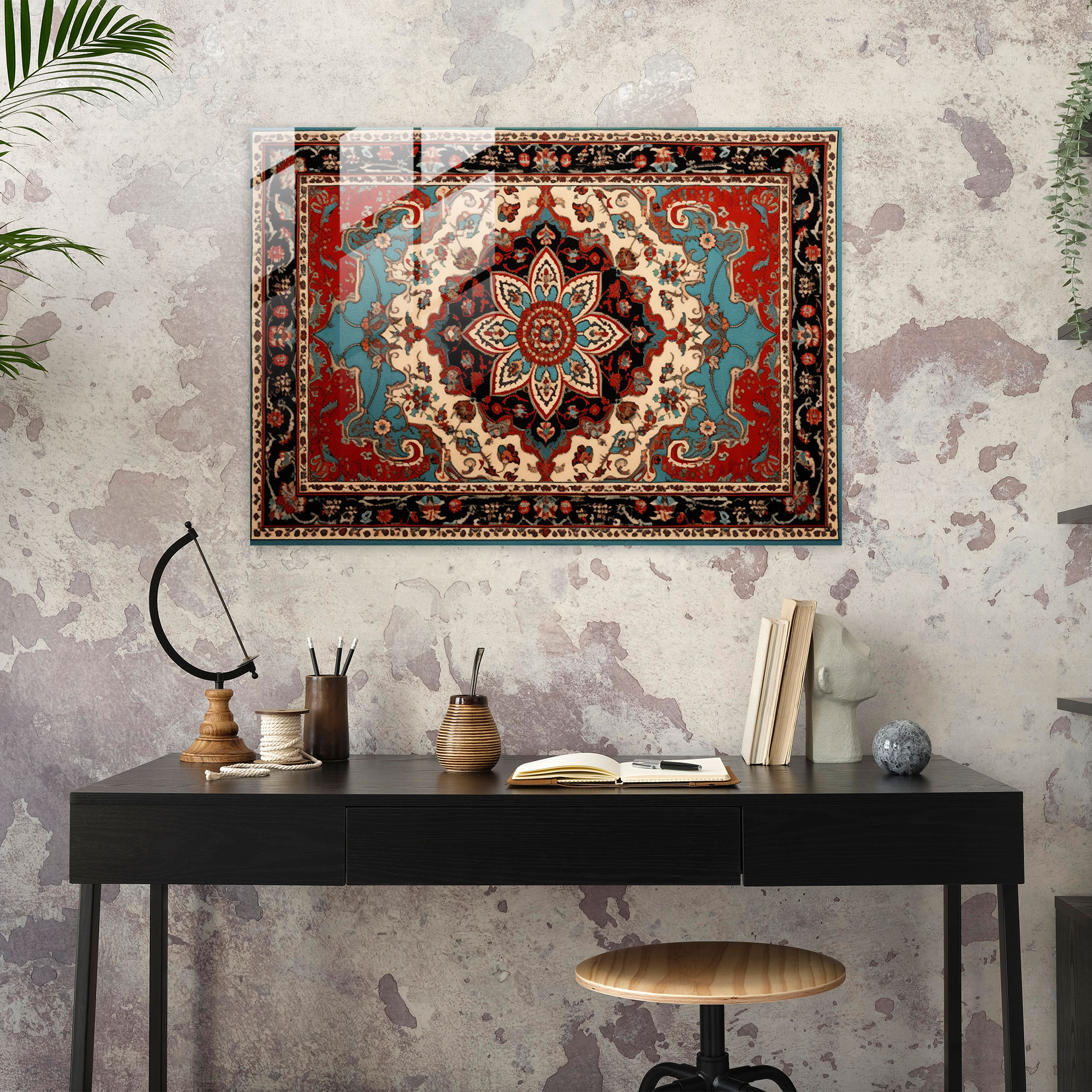 Turkish Carpet Glass Print - Turkish Carpet, Glass Print, Vibrant Colors, Turkish Carpet Pattern