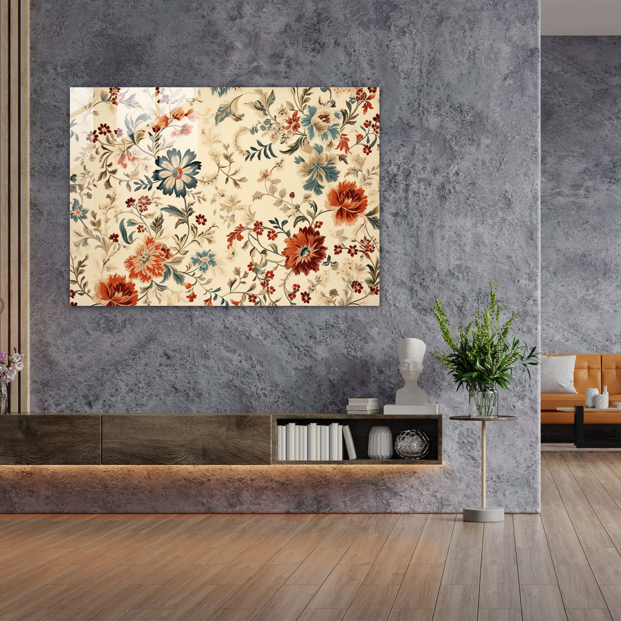 Nature-Inspired Turkish Carpet Glass Print - Turkish Carpet, Glass Wall Art, Nature-Inspired, Modern Art